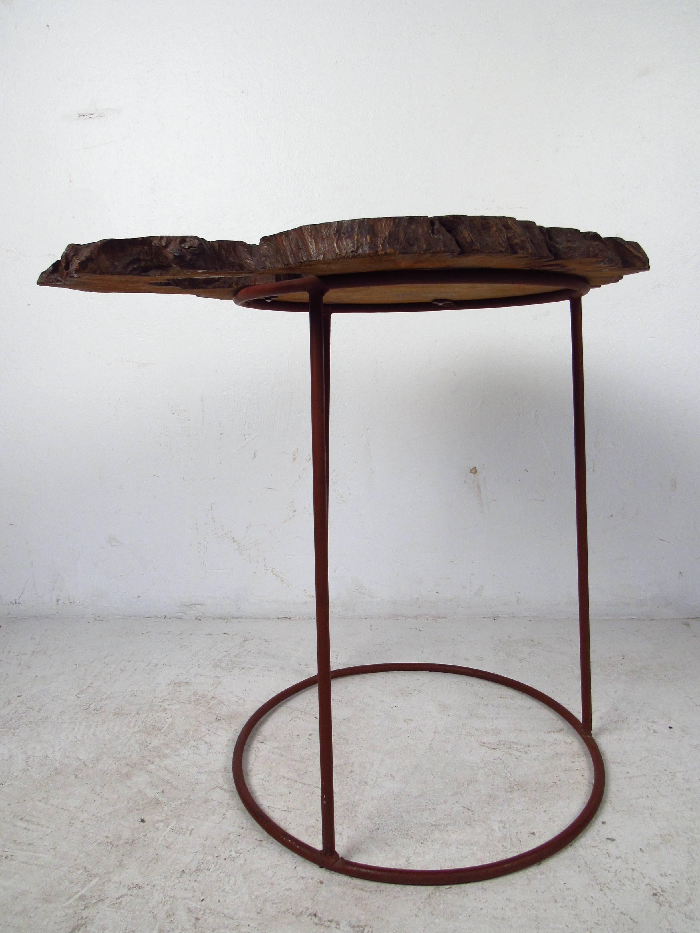 Late 20th Century Mid-Century Modern Free Form Tree Slab Side Table For Sale