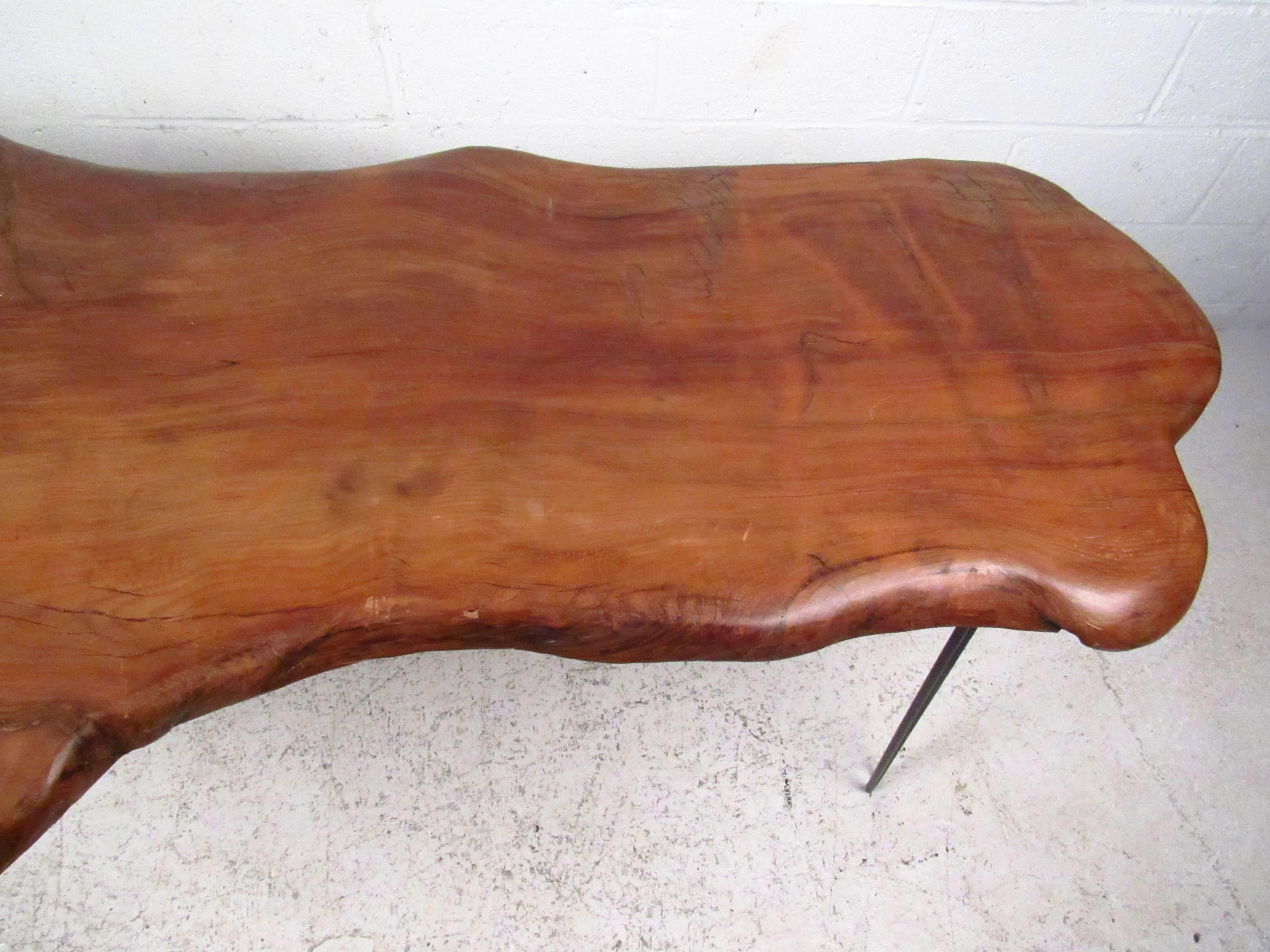 Beautiful Mid-Century Modern Live Edge Console Table In Good Condition In Brooklyn, NY