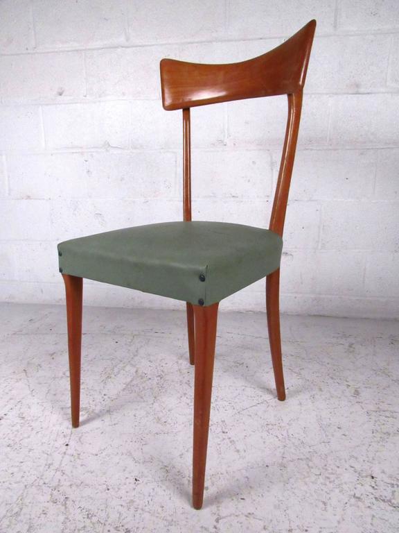 Midcentury Set of Ico Parisi Style Italian Dining Chairs For Sale at