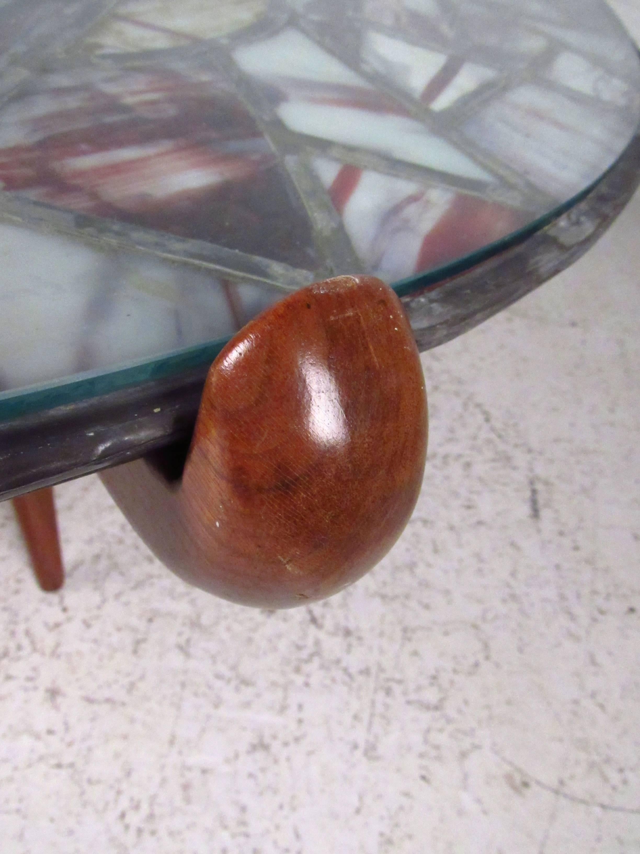 Table basse en verre teinté de Walker Weed moderne du milieu du siècle dernier en vente 2