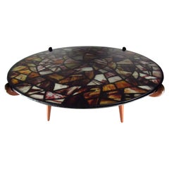 Vintage Mid-Century Modern Walker Weed Stained Glass Coffee Table