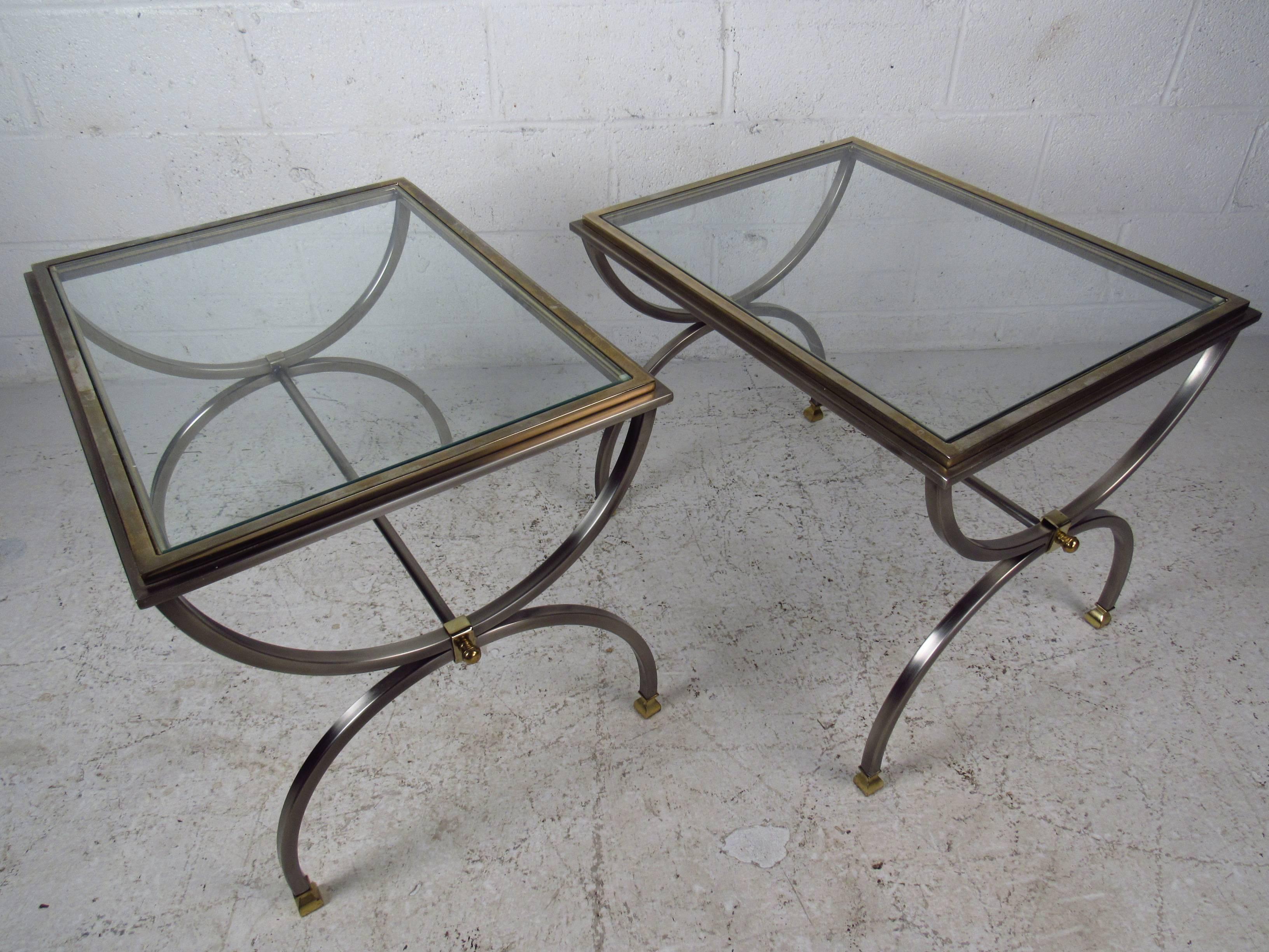 Mid-Century Modern Pair Midcentury Style Metal Accent End Tables
