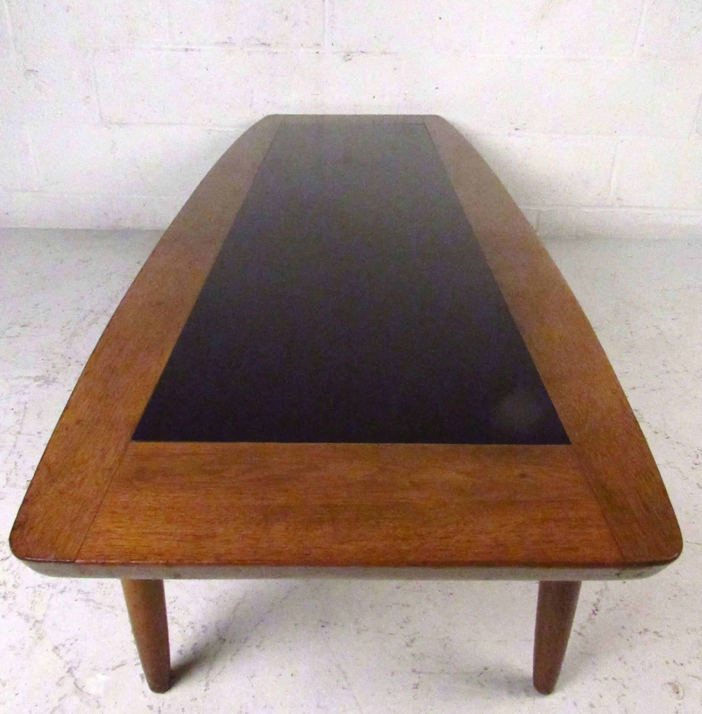 mid century modern walnut coffee table