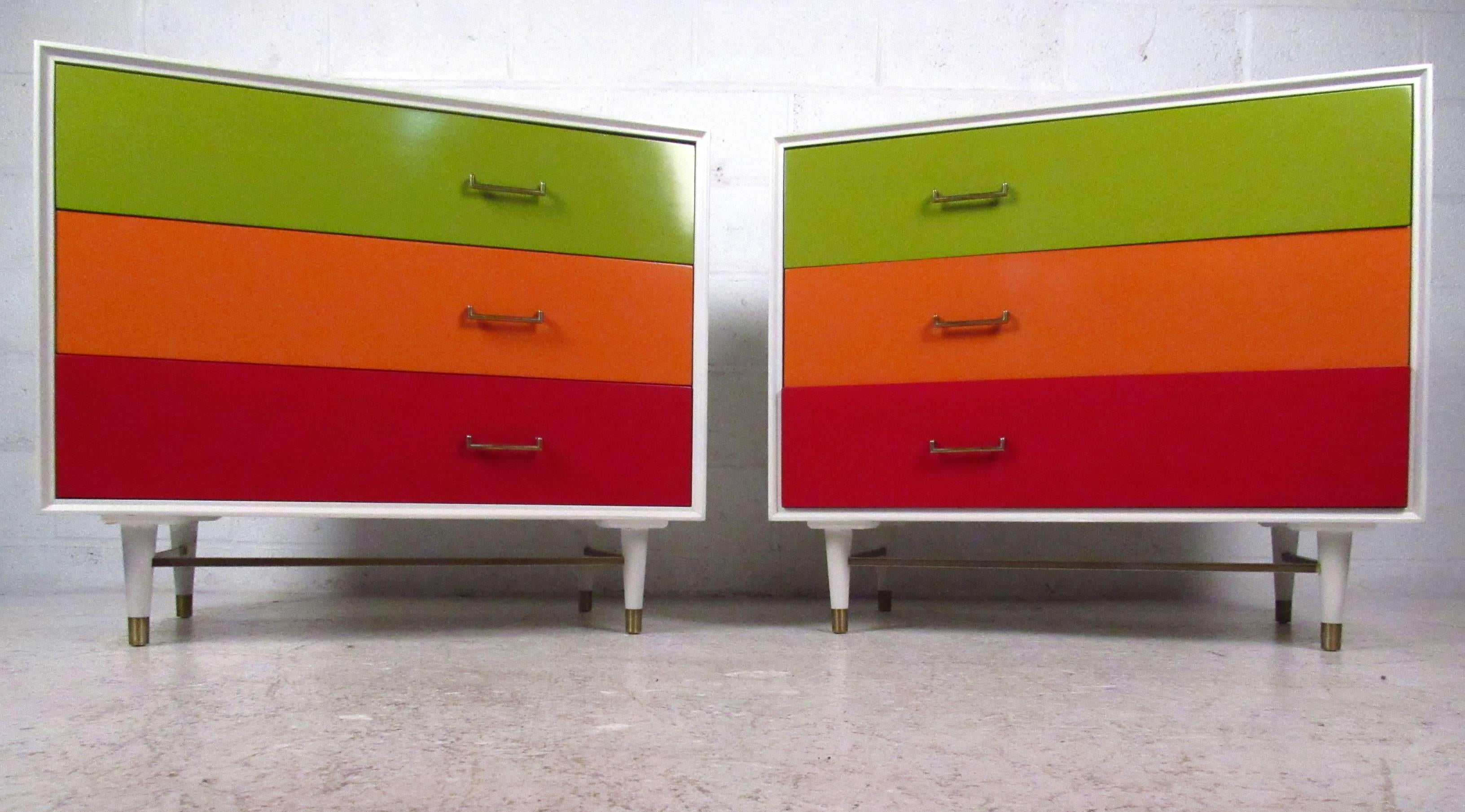 Mid-Century Modern Pair Vintage Three-Drawer Dressers in the Style of George Nelson