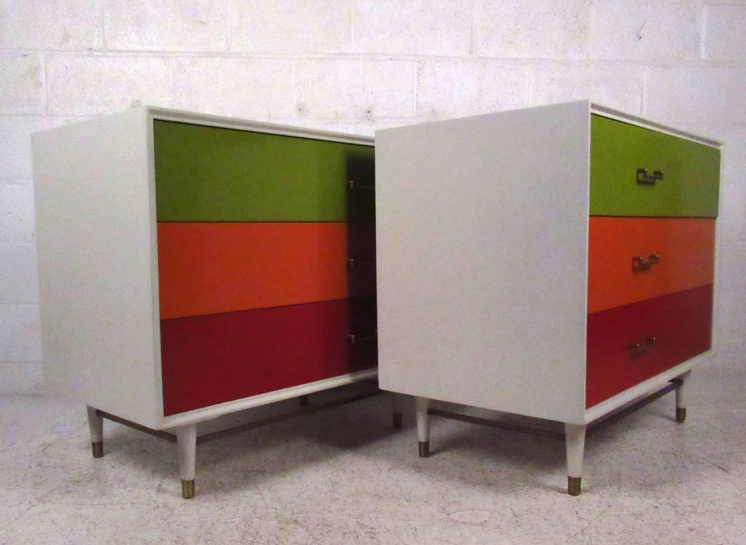 American Pair Vintage Three-Drawer Dressers in the Style of George Nelson