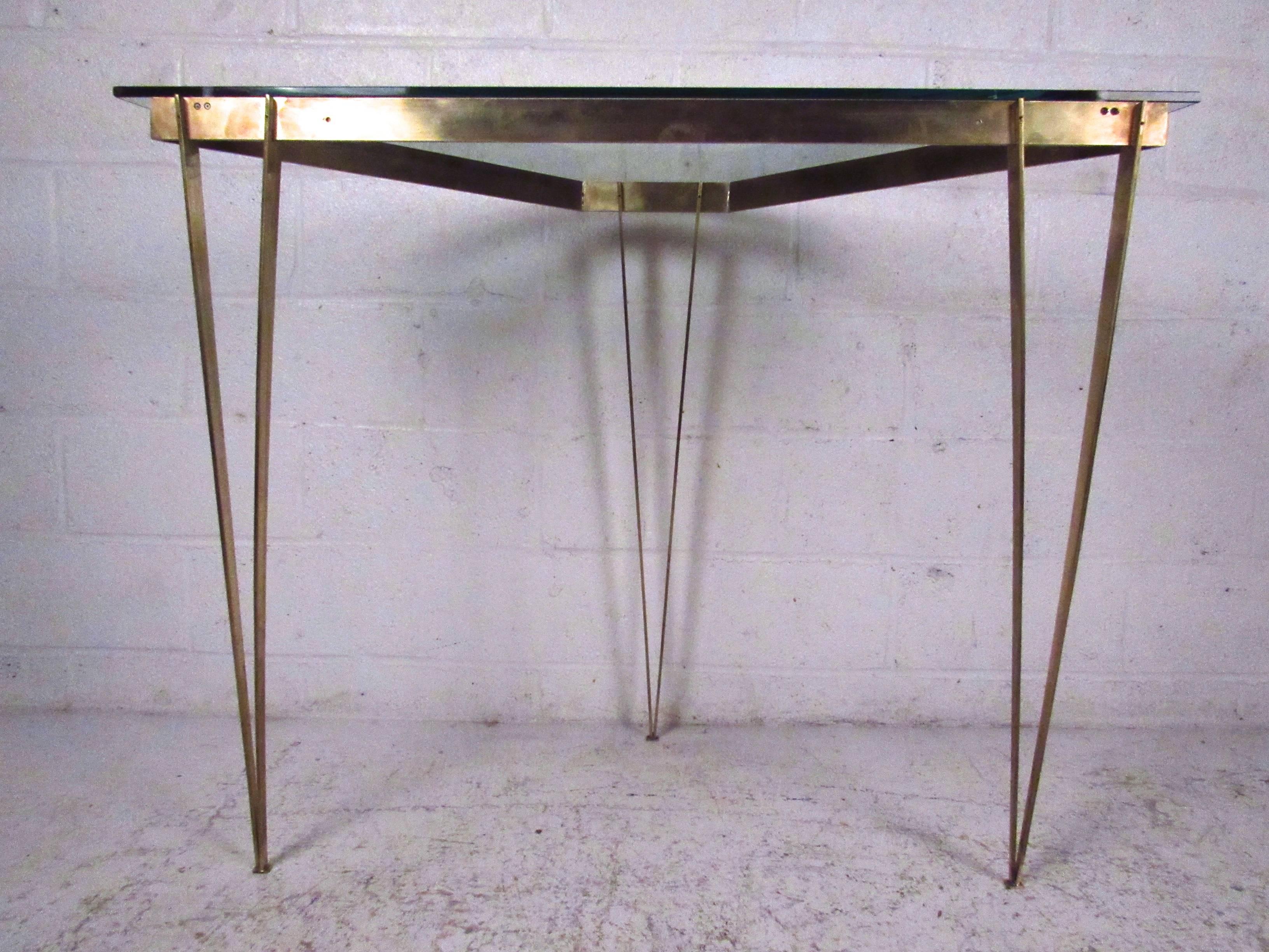 Vintage Modern Demilune Hall Table In Good Condition In Brooklyn, NY