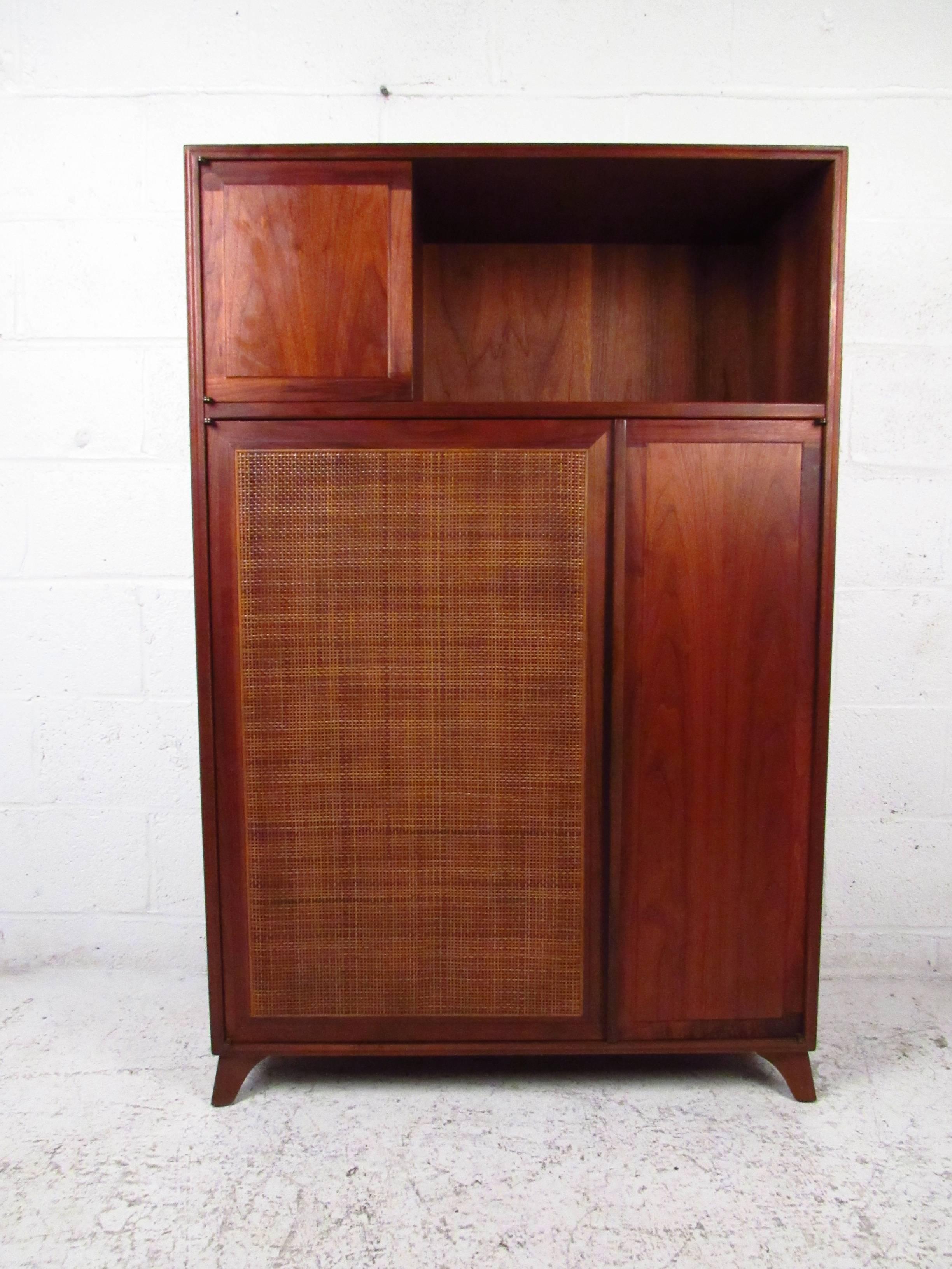 Unique Mid-Century Modern Cane Front Storage Cabinet at 1stDibs | cane ...