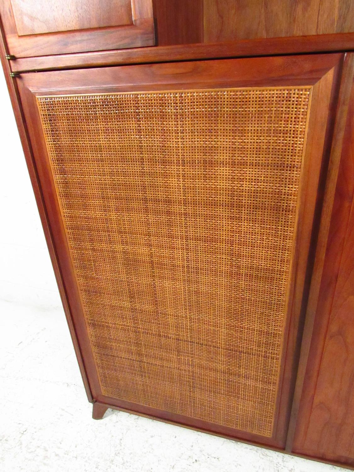 Unique MidCentury Modern Cane Front Storage For Sale at 1stdibs