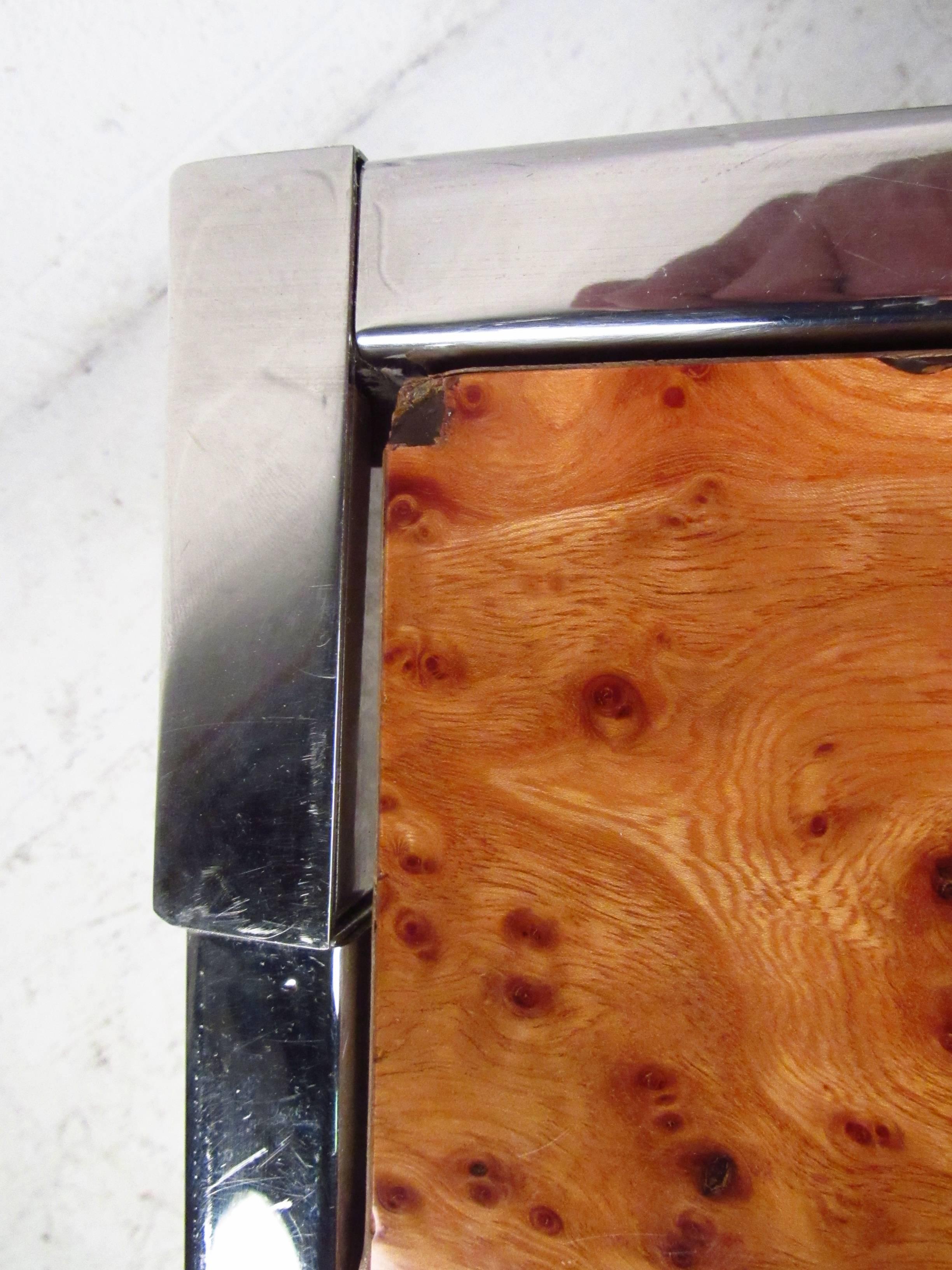 Mid-20th Century Milo Baughman Inspired Burl Wood Coffee Table