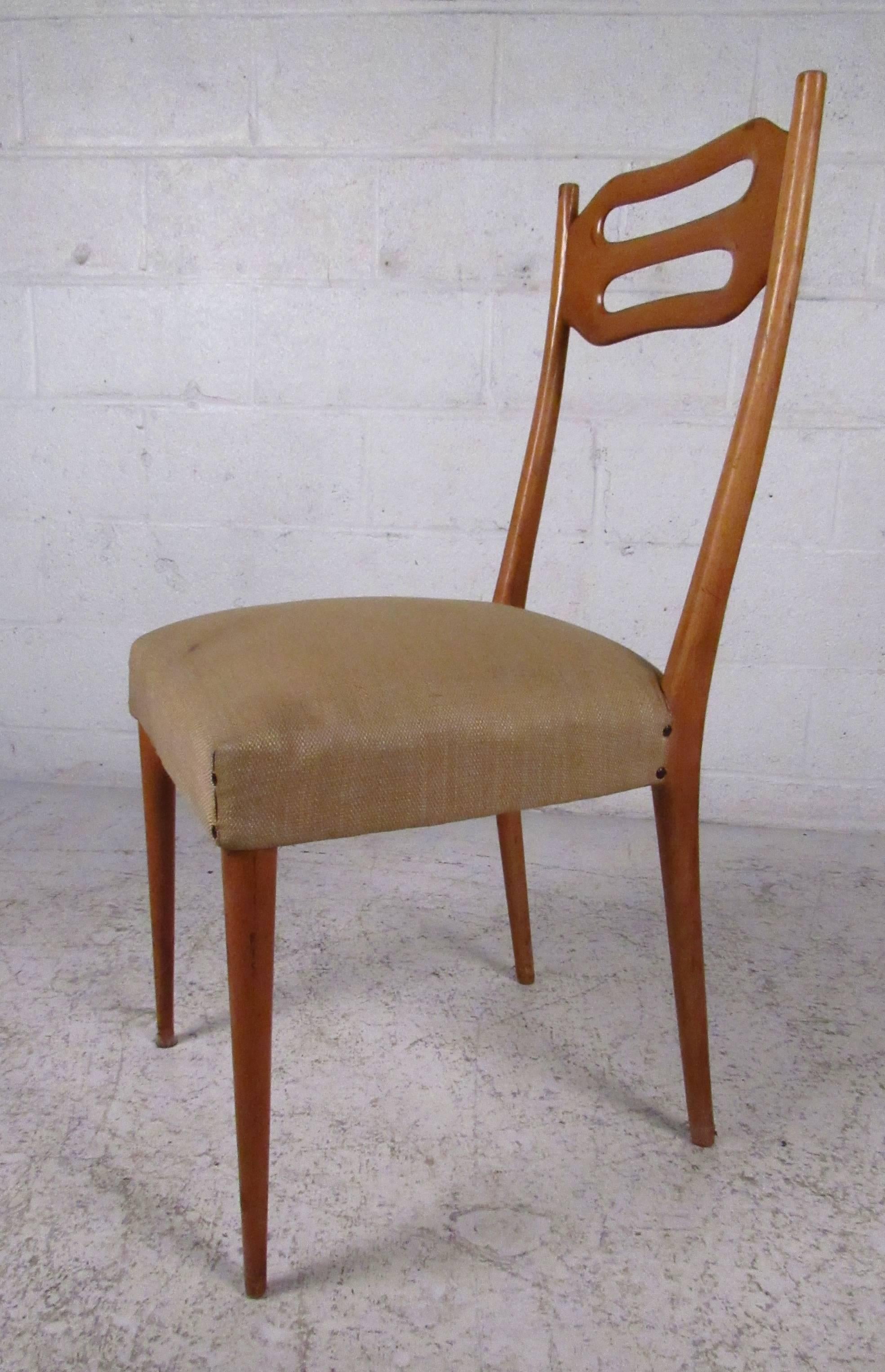 Ico Parisi Style Dining Chairs, Italian Modern In Good Condition In Brooklyn, NY