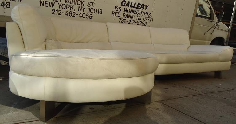 Natuzzi Leather Sofa by Italsofa In Good Condition For Sale In Brooklyn, NY