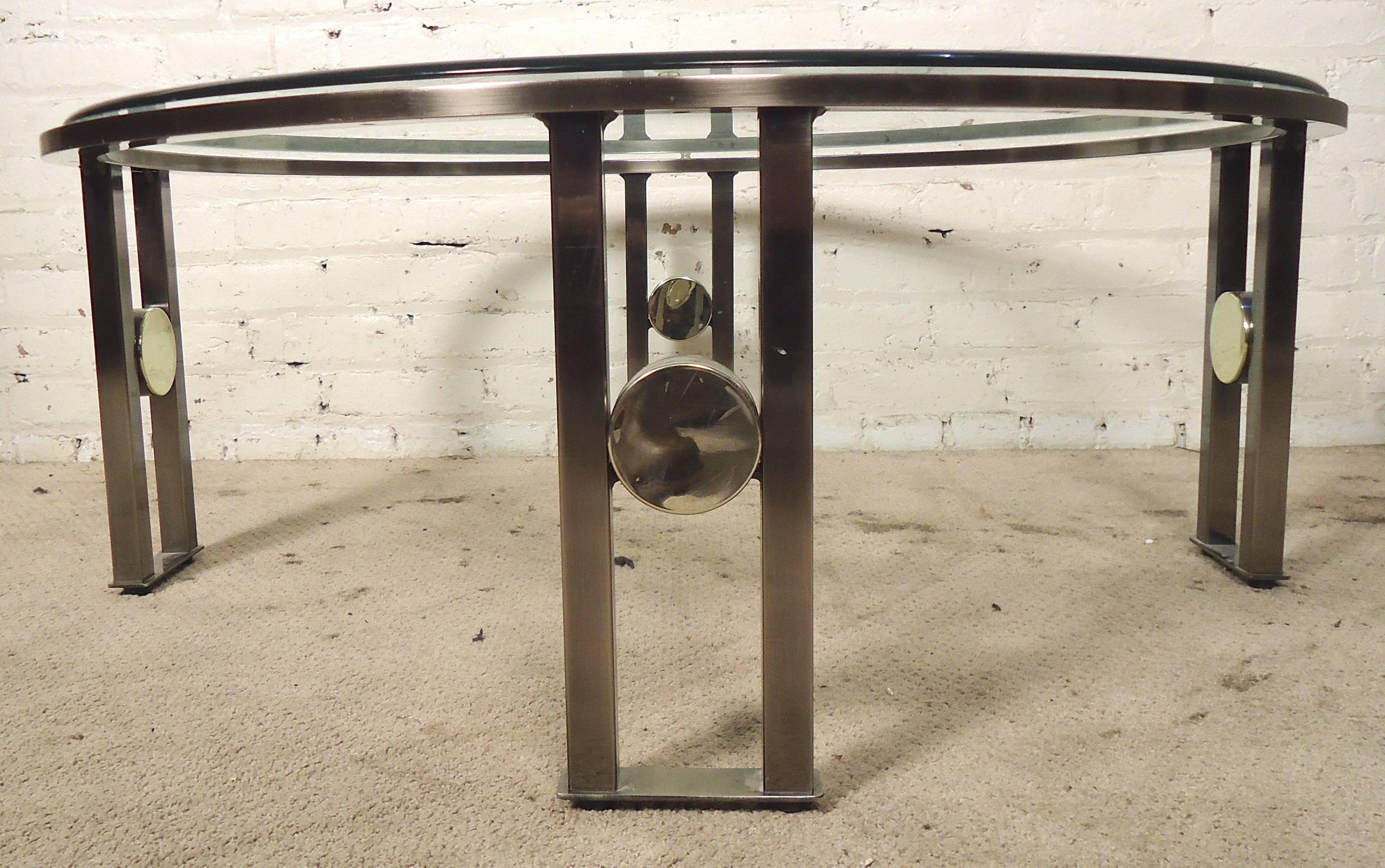 Mid-Century Modern Round Glass Top Coffee Table