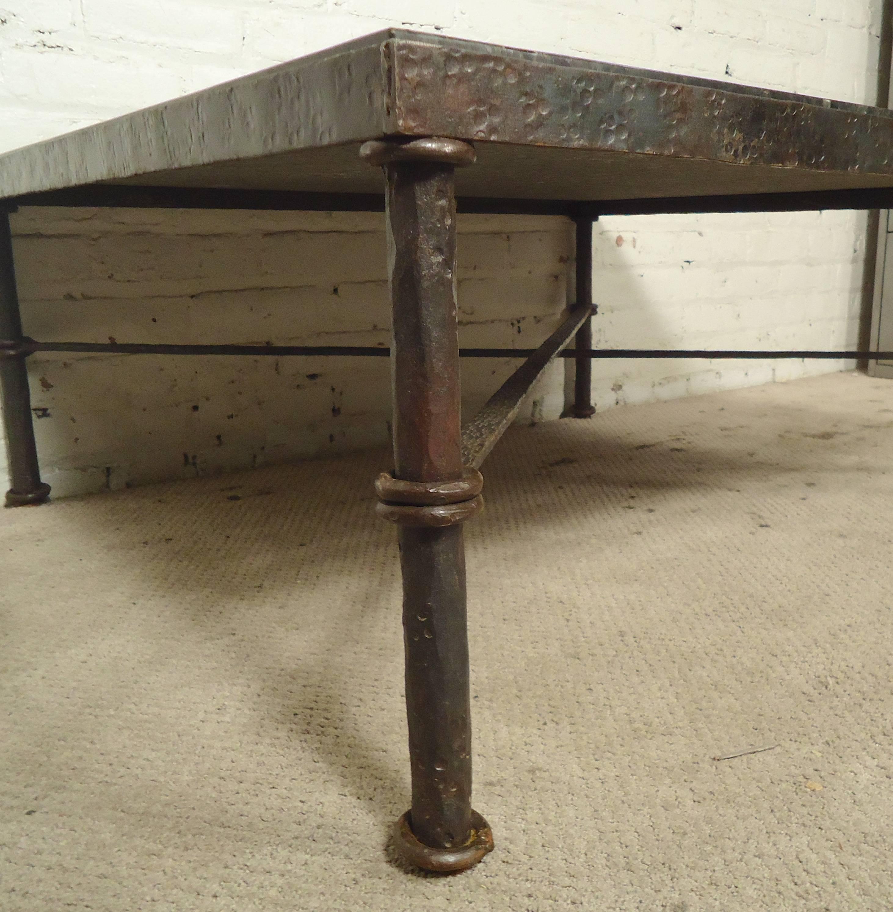 Marble-Top Iron Table In Good Condition In Brooklyn, NY