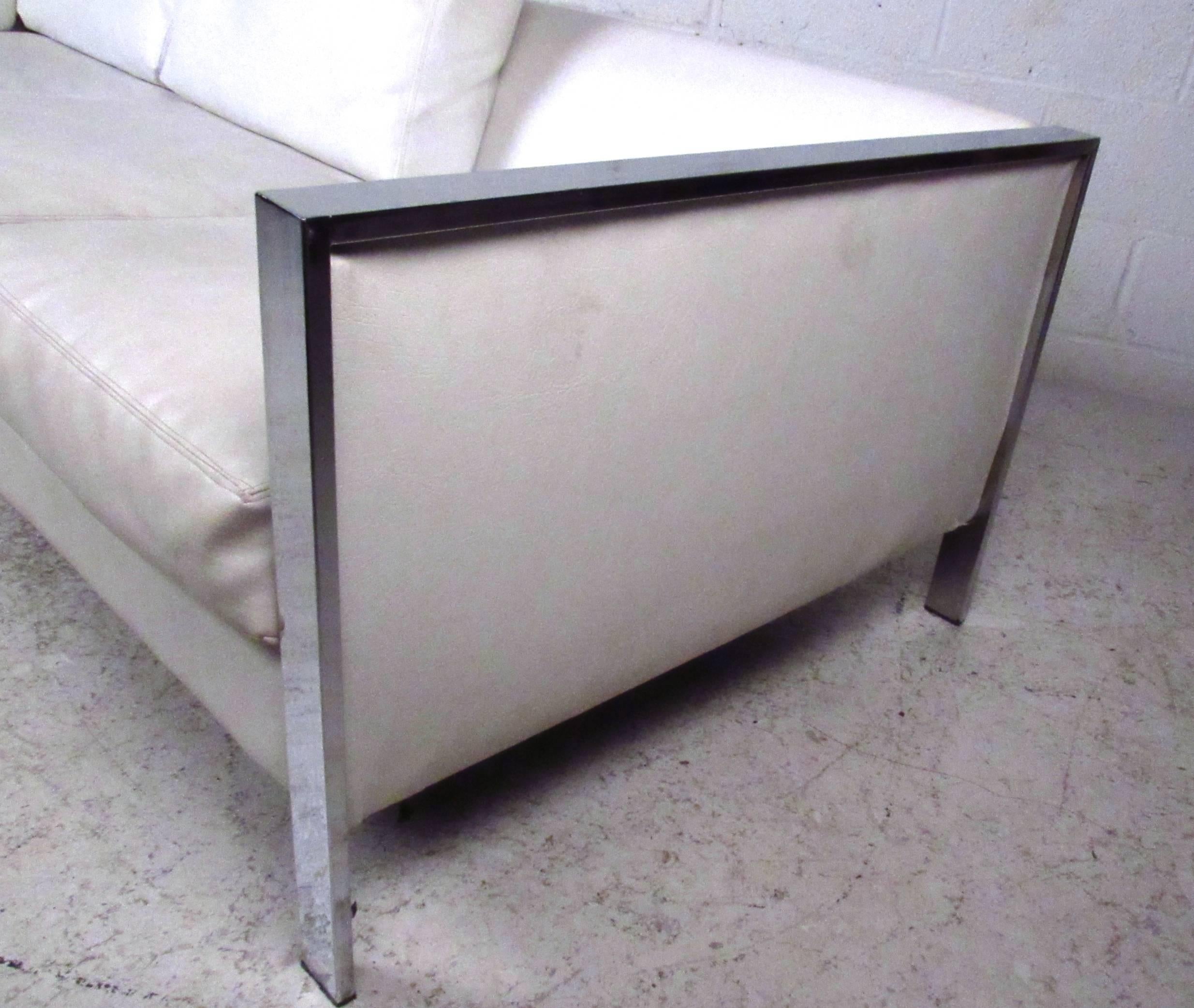 Italian Vintage Modern Chrome Frame Sofa after Milo Baughman