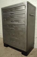 Industrial Eight-Drawer Metal Flat File on Wheels