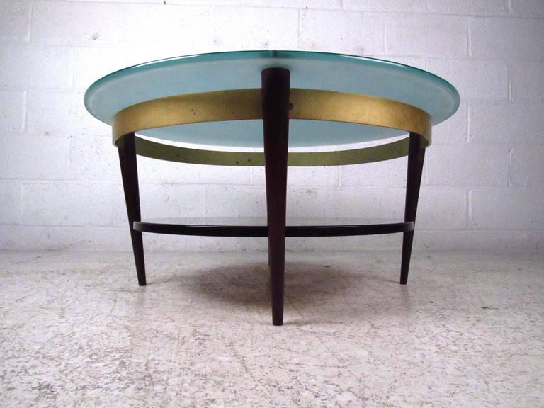 Unique Mid Century Floating Top Glass And Brass Coffee Table For Sale At 1stdibs