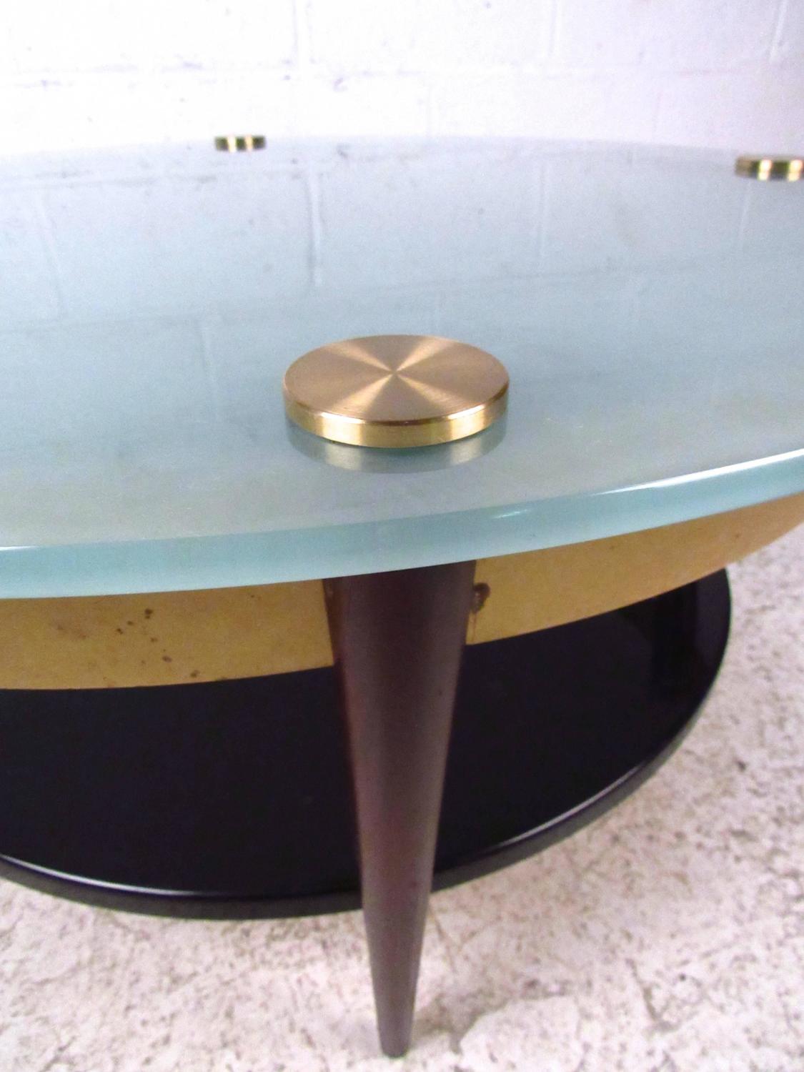 Unique Mid Century Floating Top Glass And Brass Coffee Table For Sale At 1stdibs
