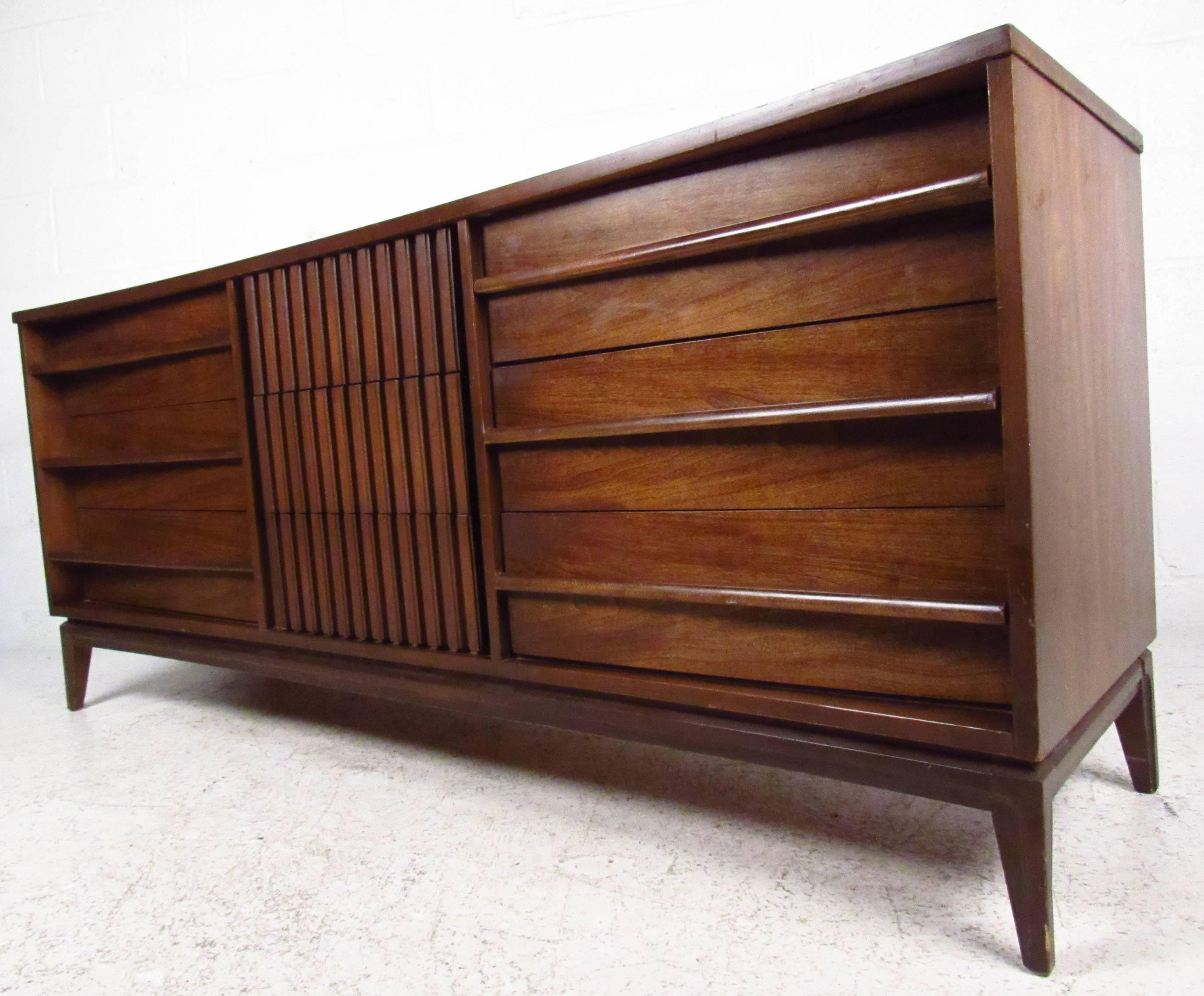 Mid-century Modern American-Made Louvered Front Dresser 1