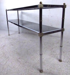 Mid-Century Maison Jansen Style Chrome and Brass Console Table