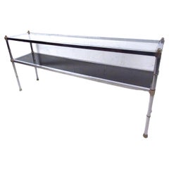 Mid-Century Maison Jansen Style Chrome and Brass Console Table