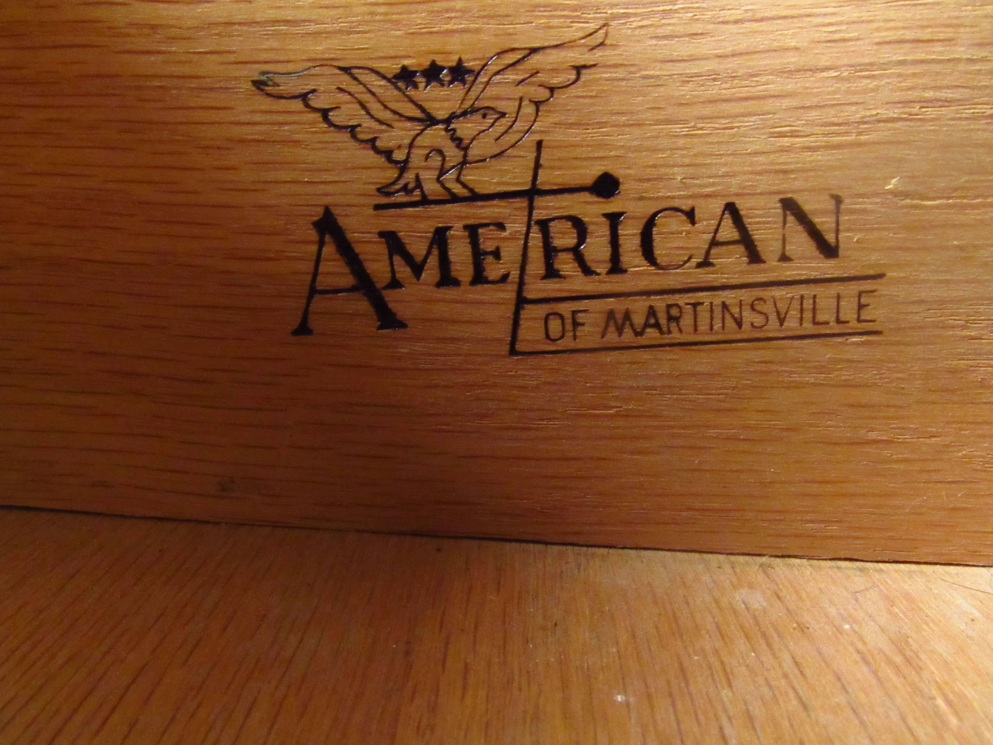 Mid-20th Century Midcentury Walnut American of Martinsville Highboy Dresser For Sale