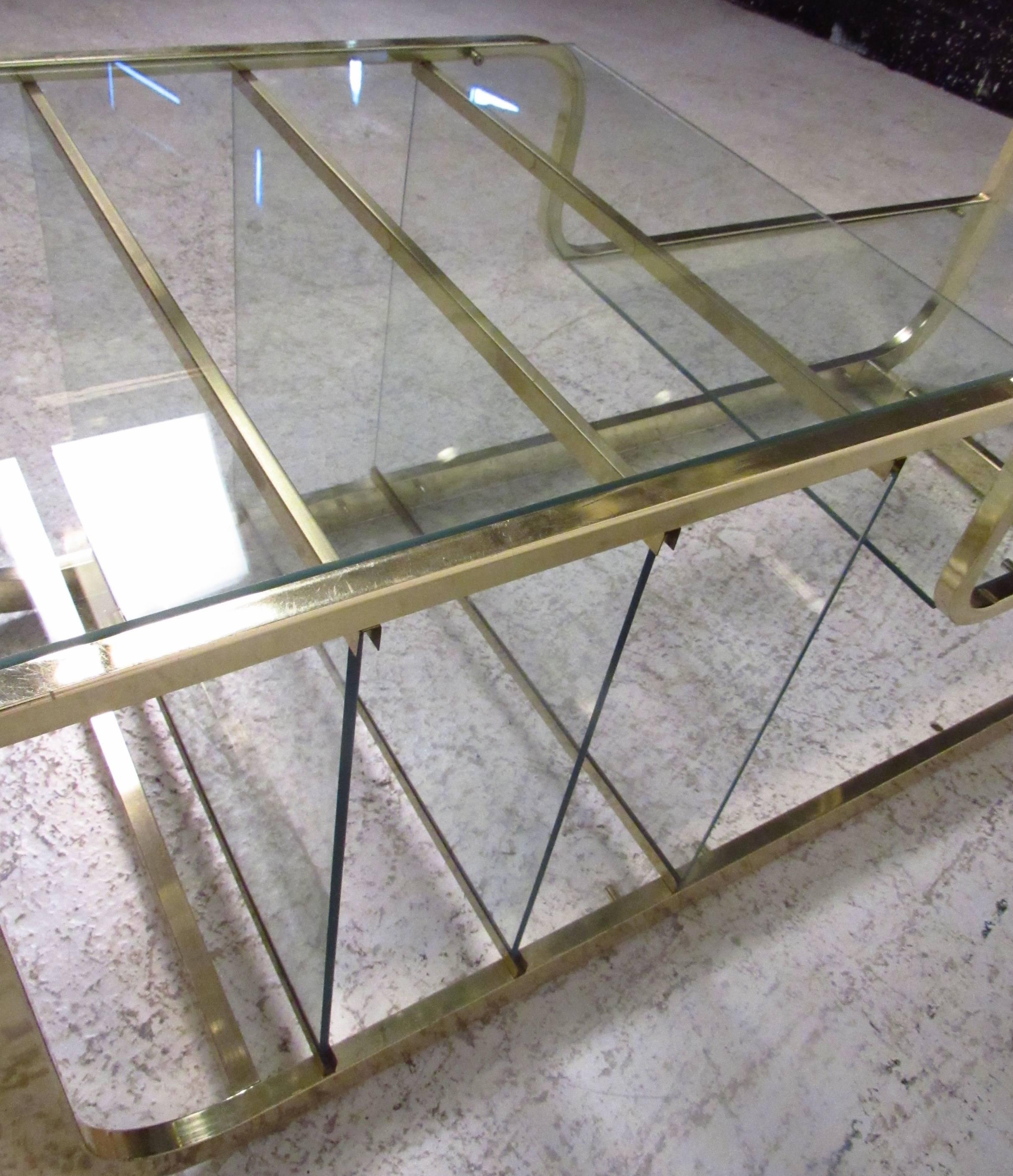 brass and glass etagere