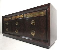Comò in ottone e legno di radica per Mastercraft di Bernhard Rohne