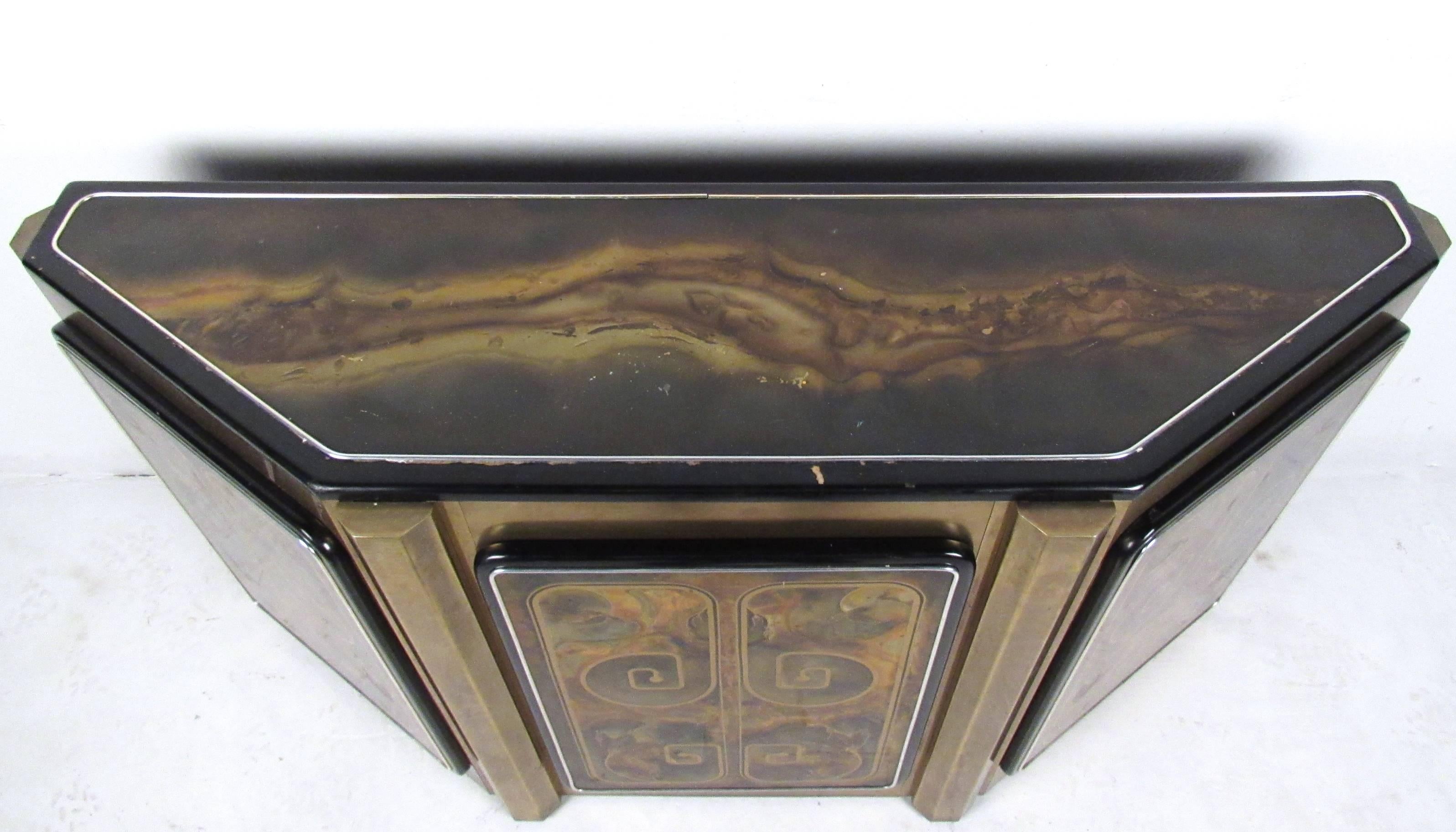 Metal Stunning Mastercraft Demilune Console Cabinet by Bernhard Rohne For Sale