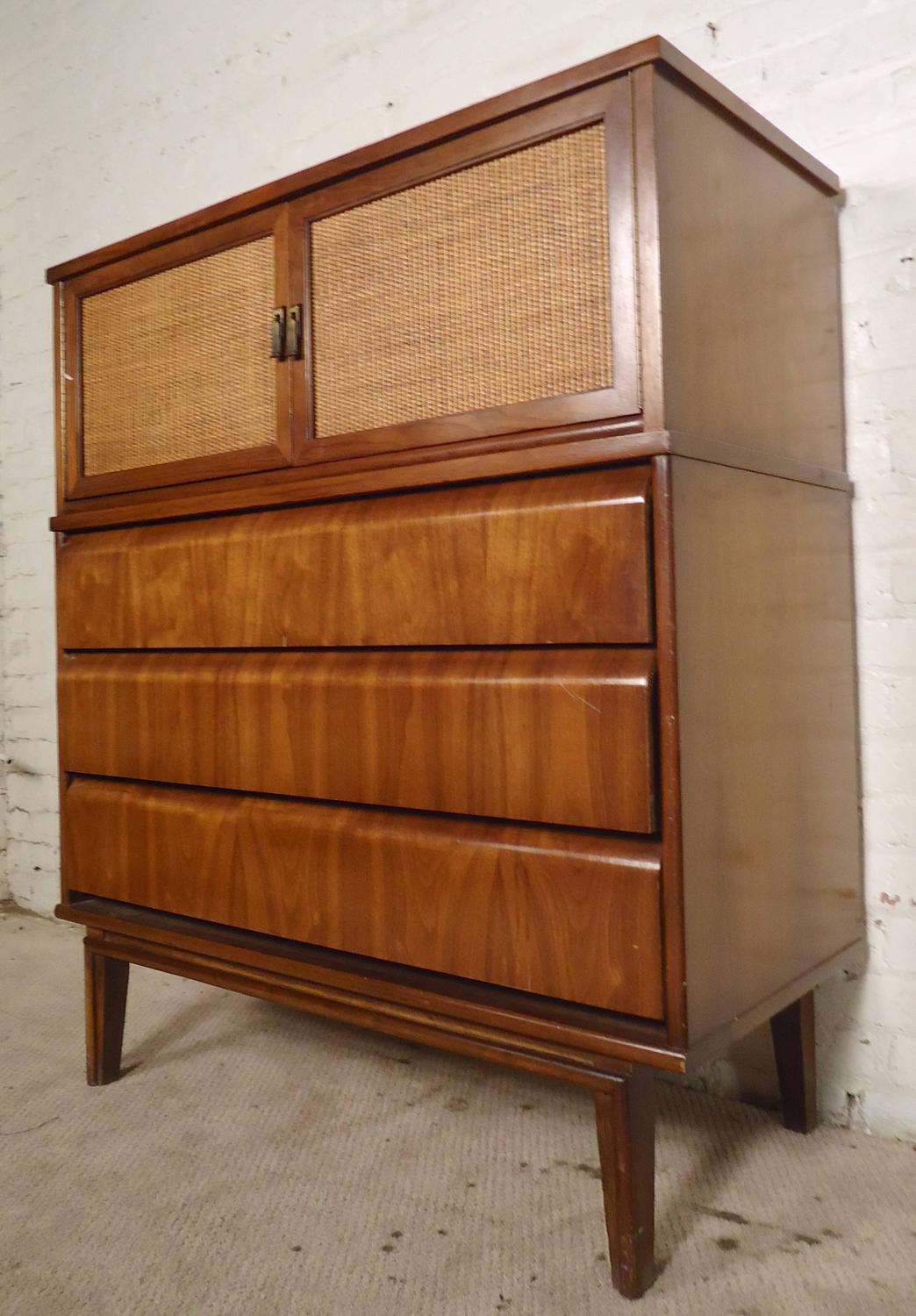 Unique Cane Front Tall Dresser For Sale at 1stdibs