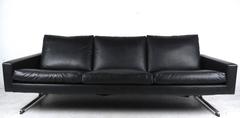 Mid-Century Modern Vinyl and Chrome Airport Sofa