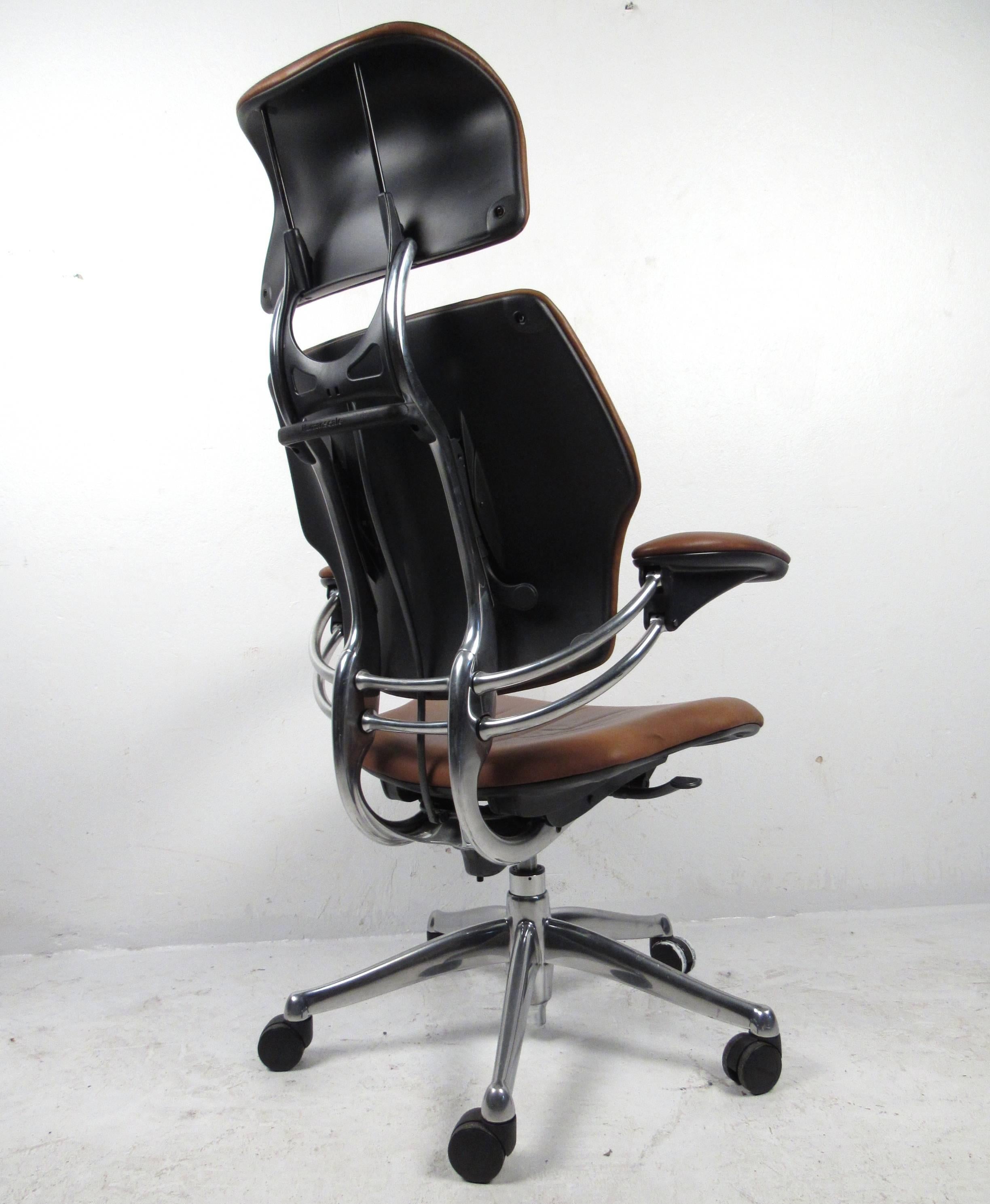 Mid-Century Modern Midcentury Style Ergonomic Leather Swivel Desk Chair