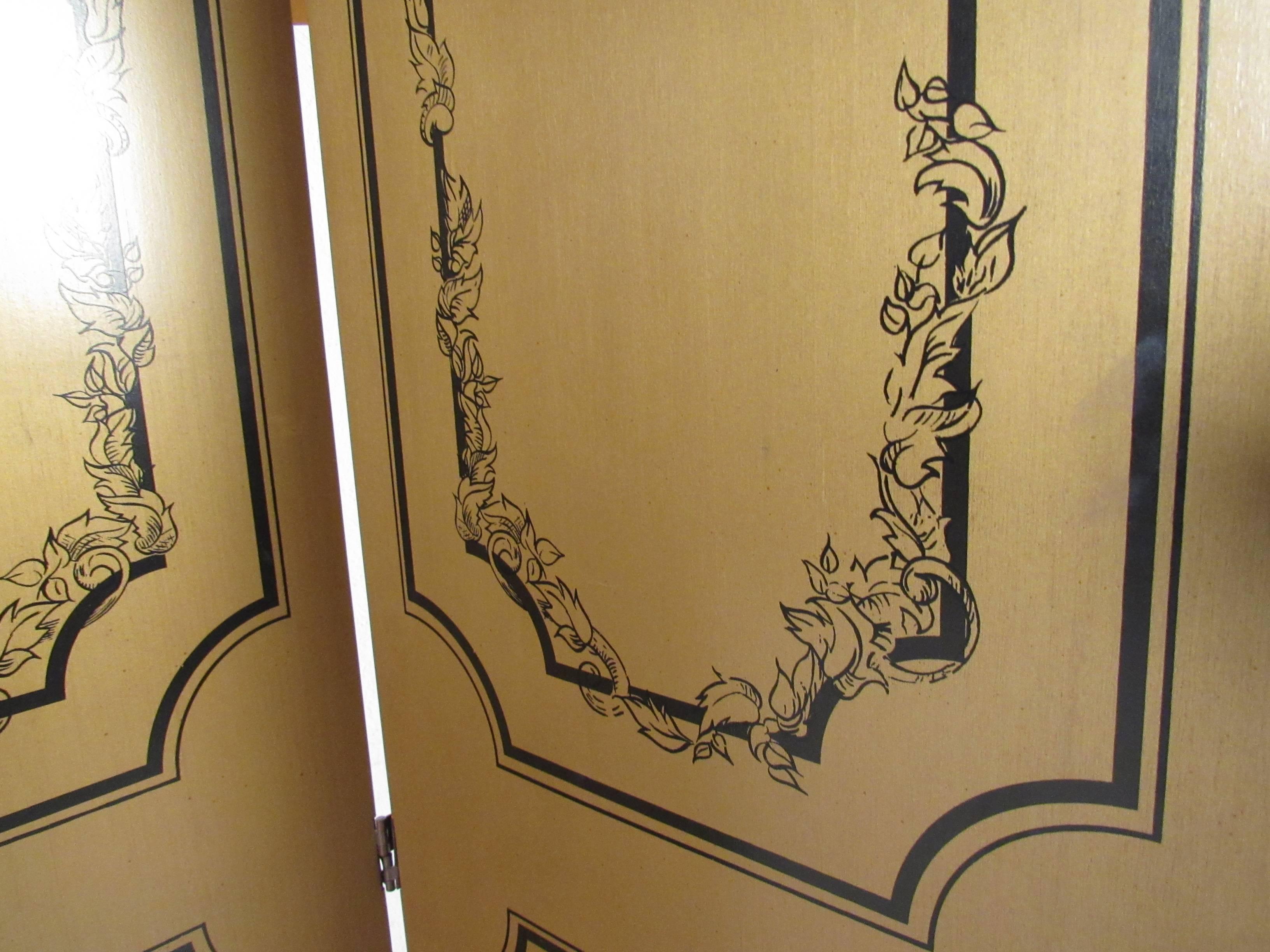 Late 20th Century Impressive Vintage Gold Leaf Style Four Panel Room Divider