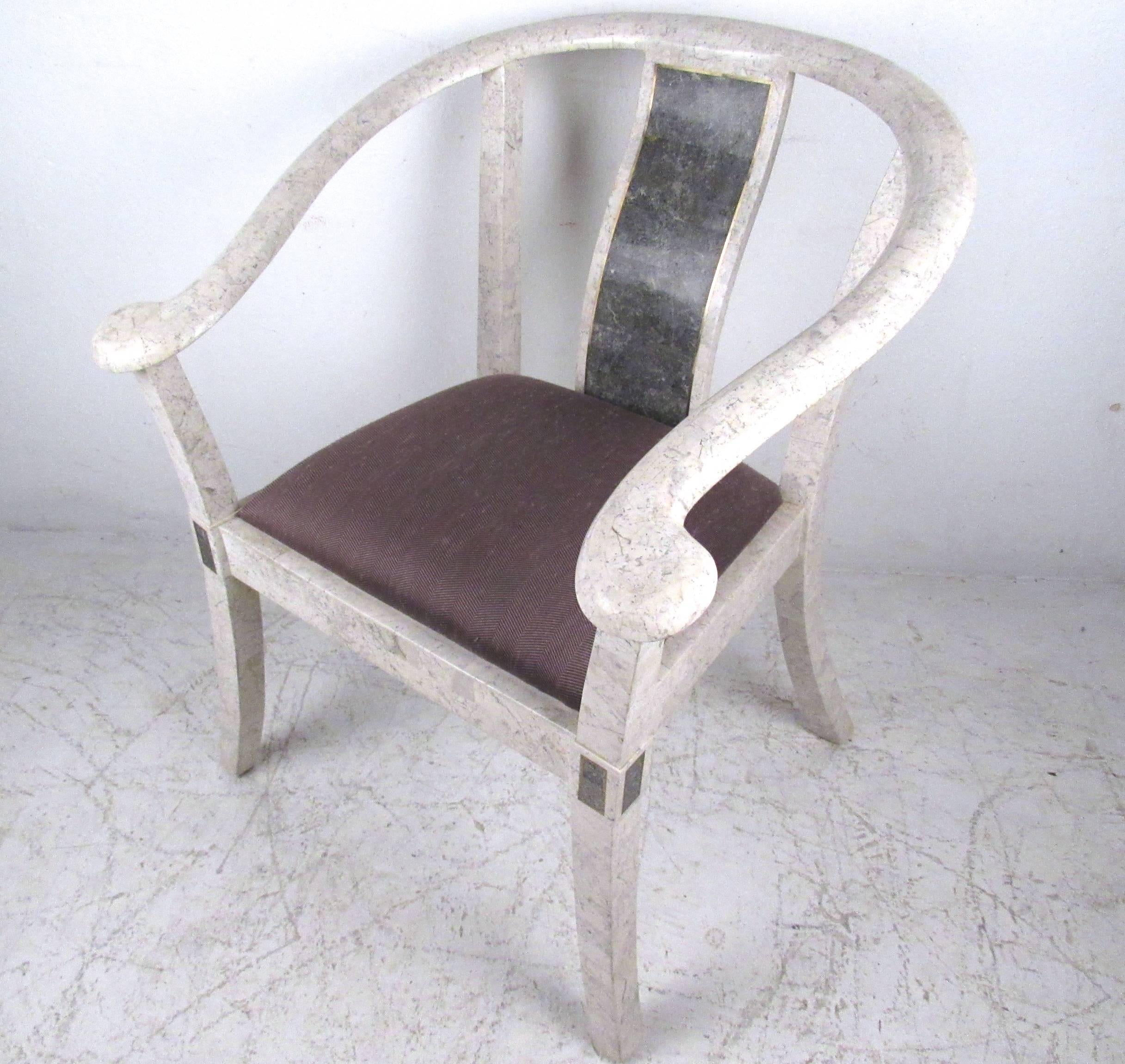 Mid-Century Modern Maitland-Smith Style Tessellated Marble Armchair For Sale