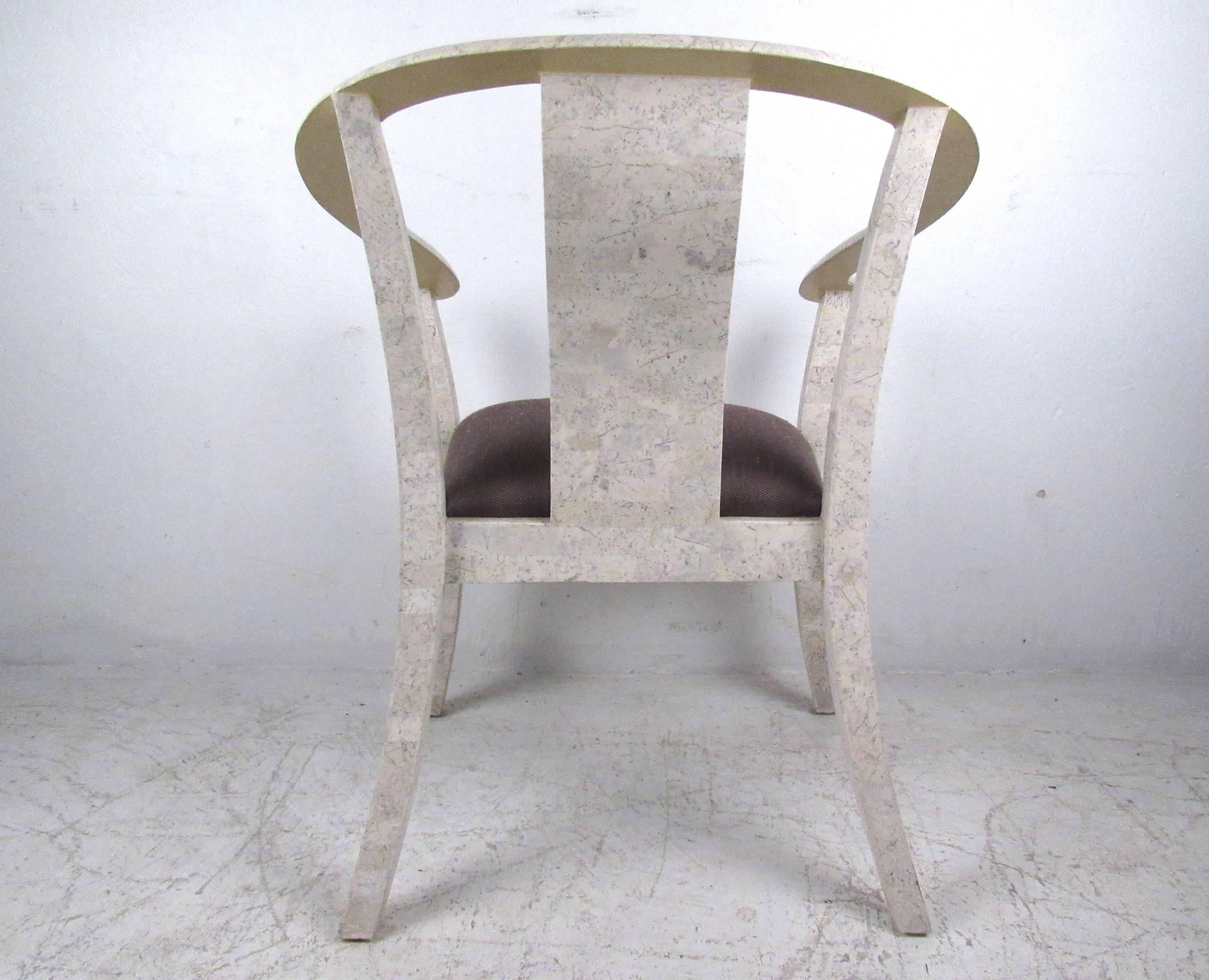 20th Century Maitland-Smith Style Tessellated Marble Armchair For Sale