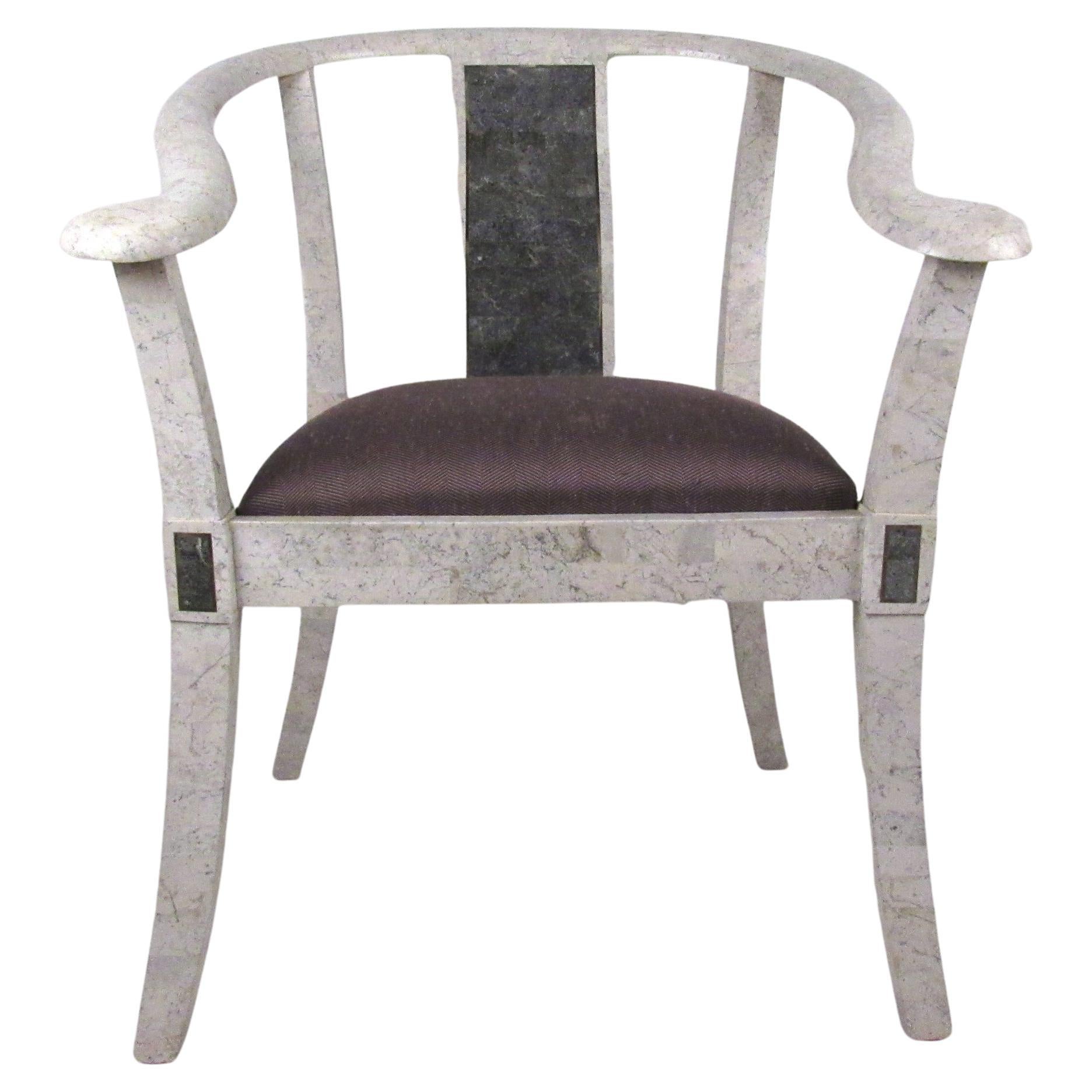 Maitland-Smith Style Tessellated Marble Armchair