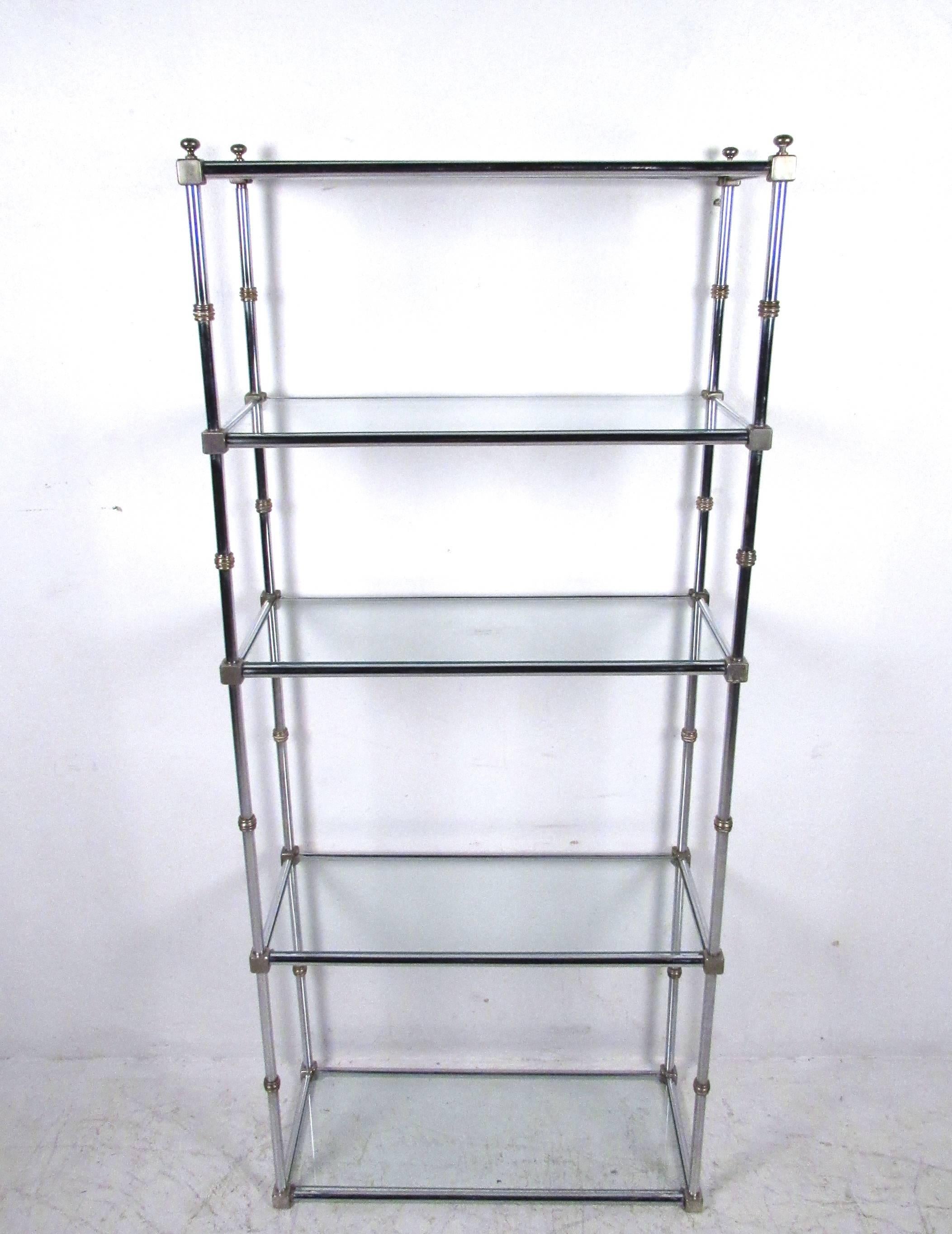 Mid-20th Century Mid-Century Modern Chrome and Brass Display Etagere