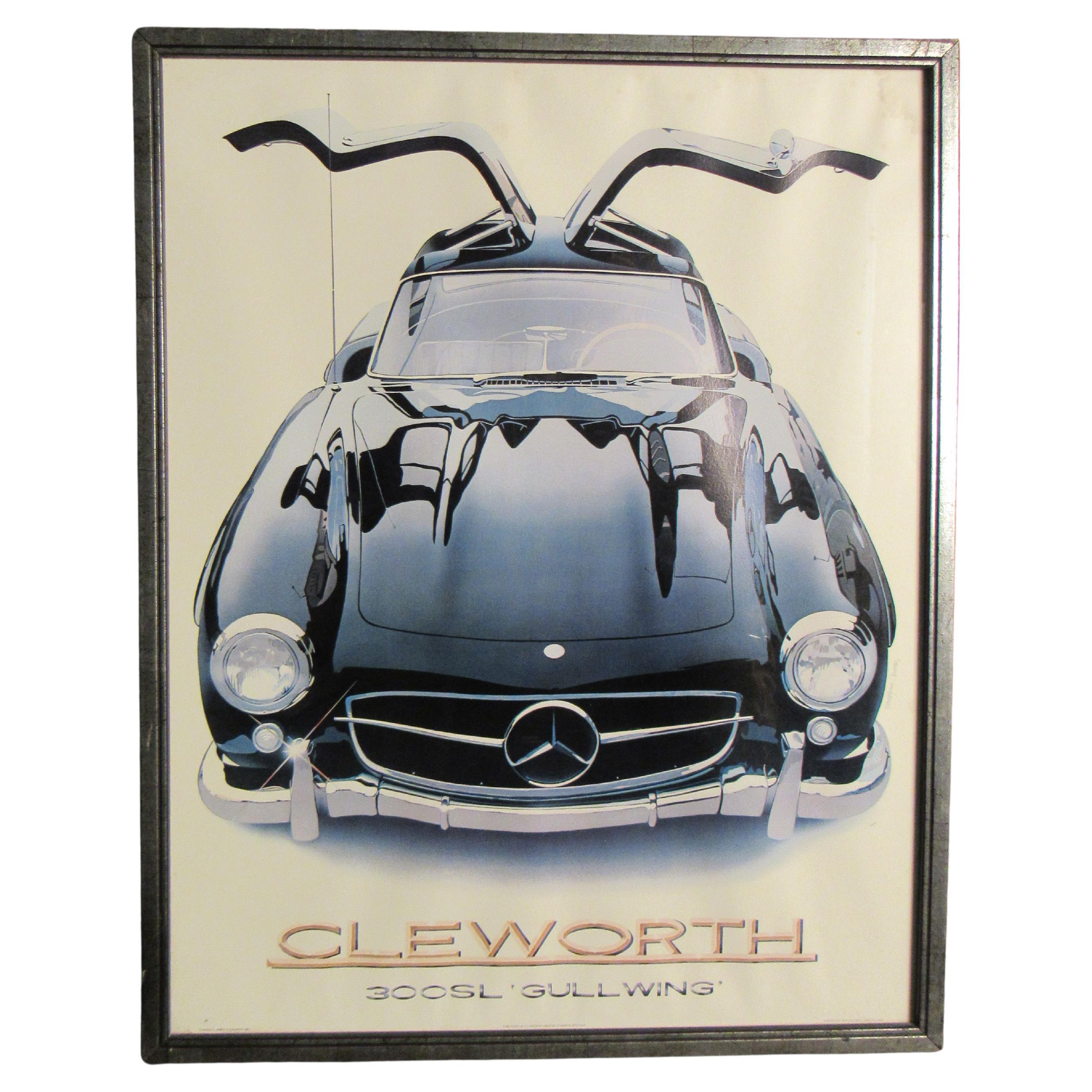 Lithographie vintage Mercedes Benz Gullwing de Harold James Chelworth en vente