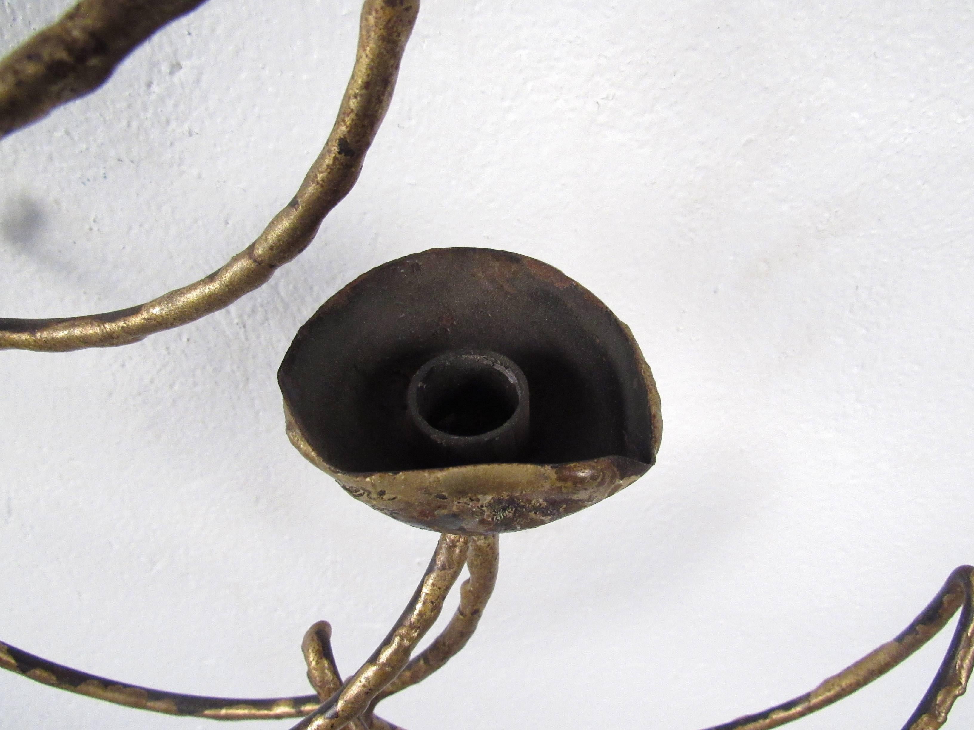 Vintage-modern sculptural brass wall sconce signed C-Jere.

Please confirm item location NY or NJ with dealer.