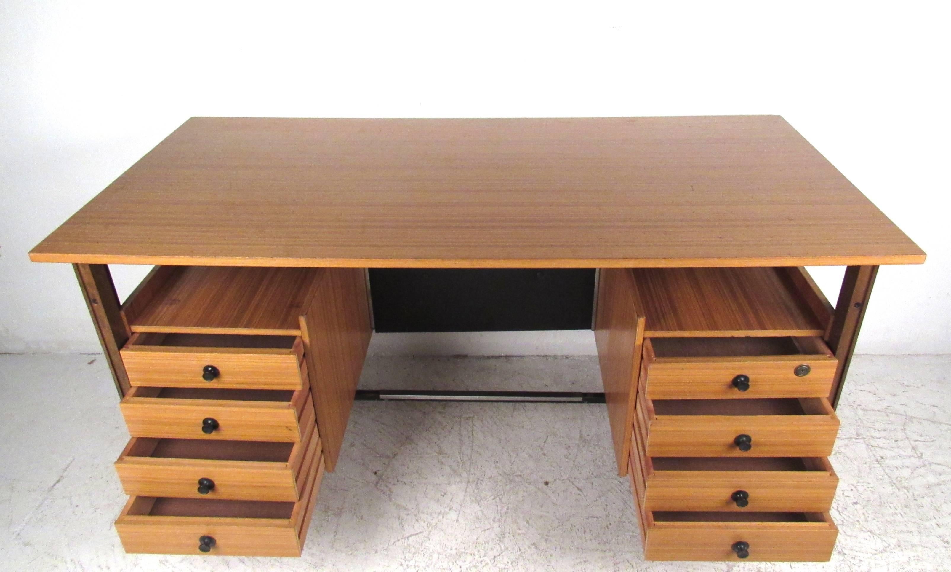 mid century floating top desk