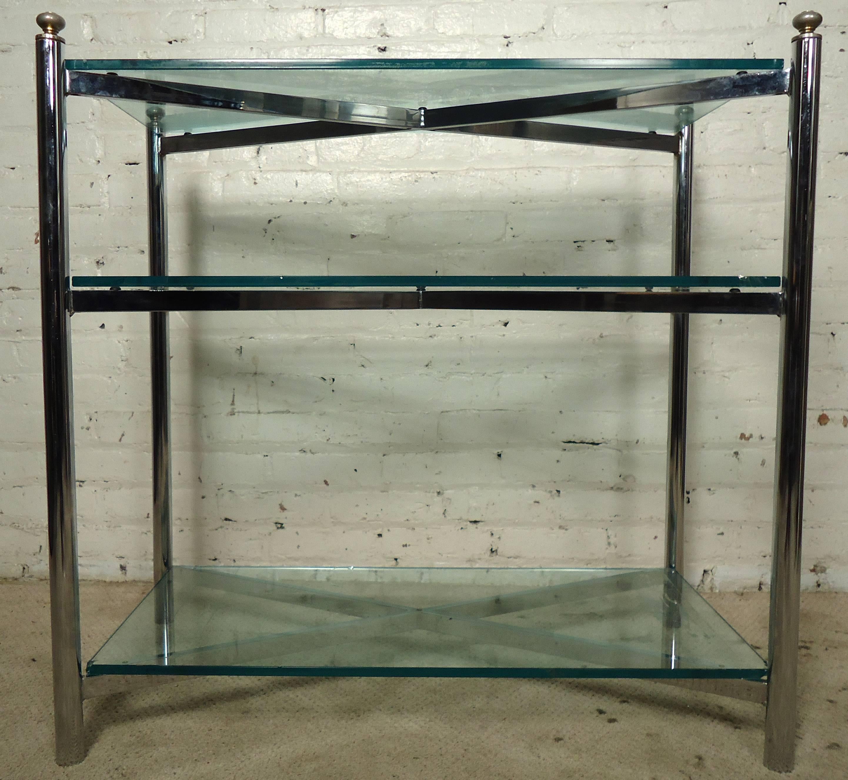 Midcentury Chrome and Glass Console Table For Sale 1