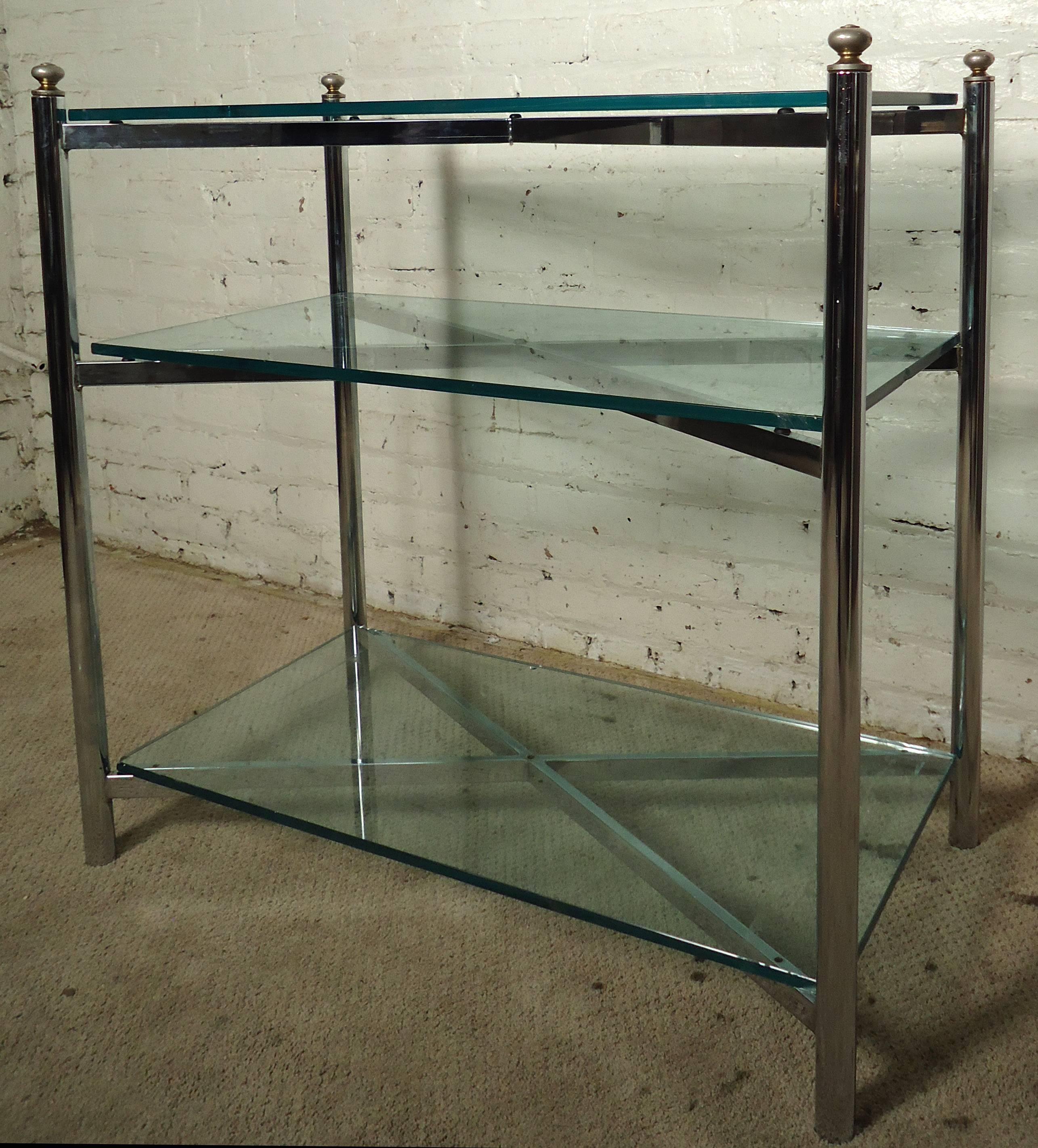 Mid-20th Century Midcentury Chrome and Glass Console Table For Sale