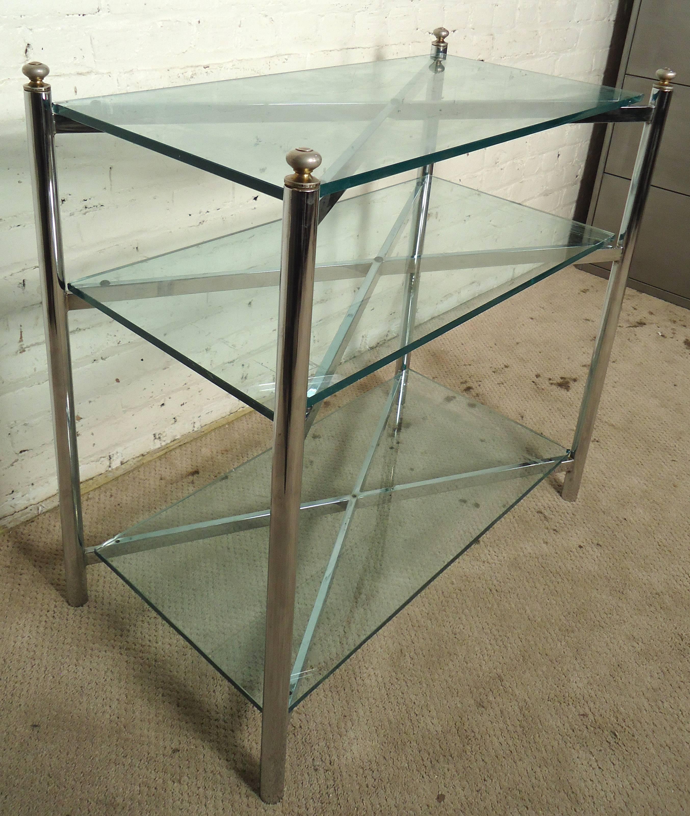 Midcentury Chrome and Glass Console Table In Good Condition For Sale In Brooklyn, NY