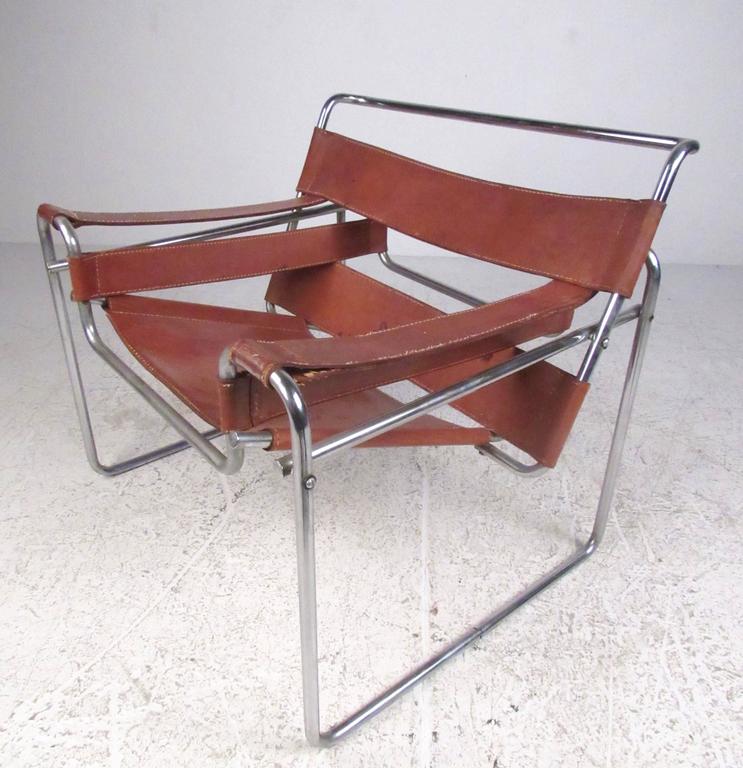 Marcel Breuer Wassily Style Leather Strap Chair at 1stDibs