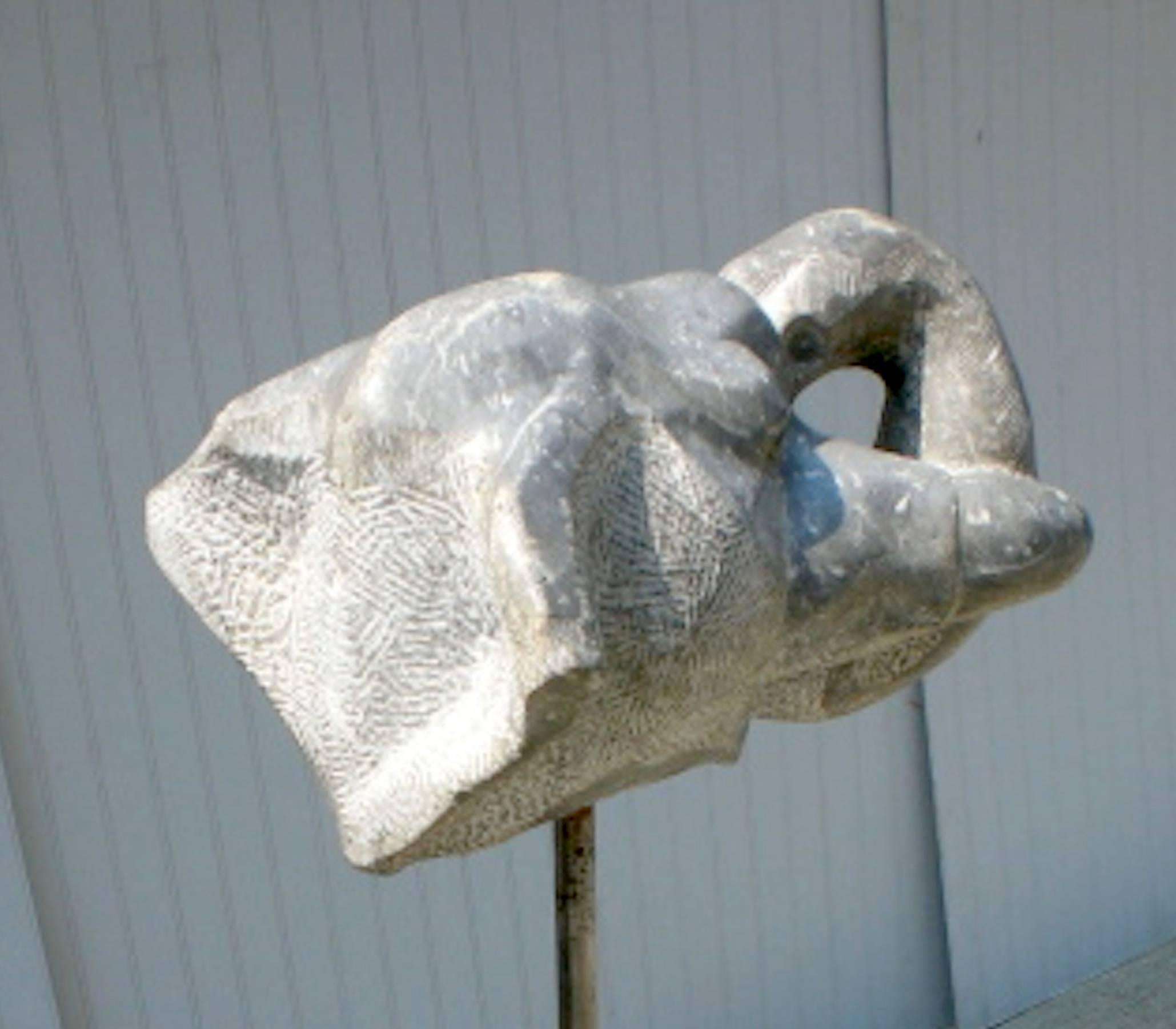 Marble Sculpted Granite Elephant Head For Sale
