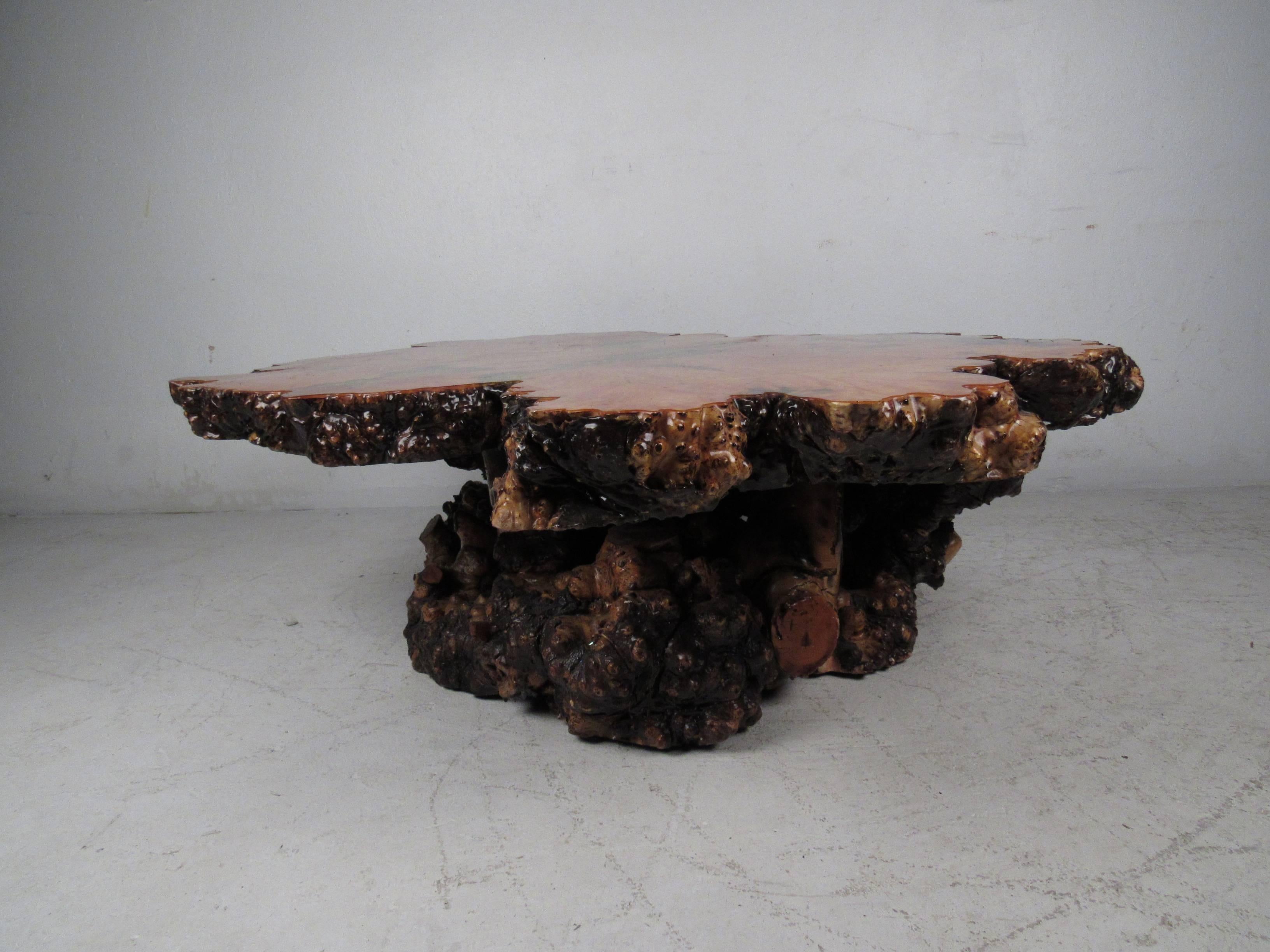 Burl Wood Free Edge Coffee Table In Good Condition In Brooklyn, NY