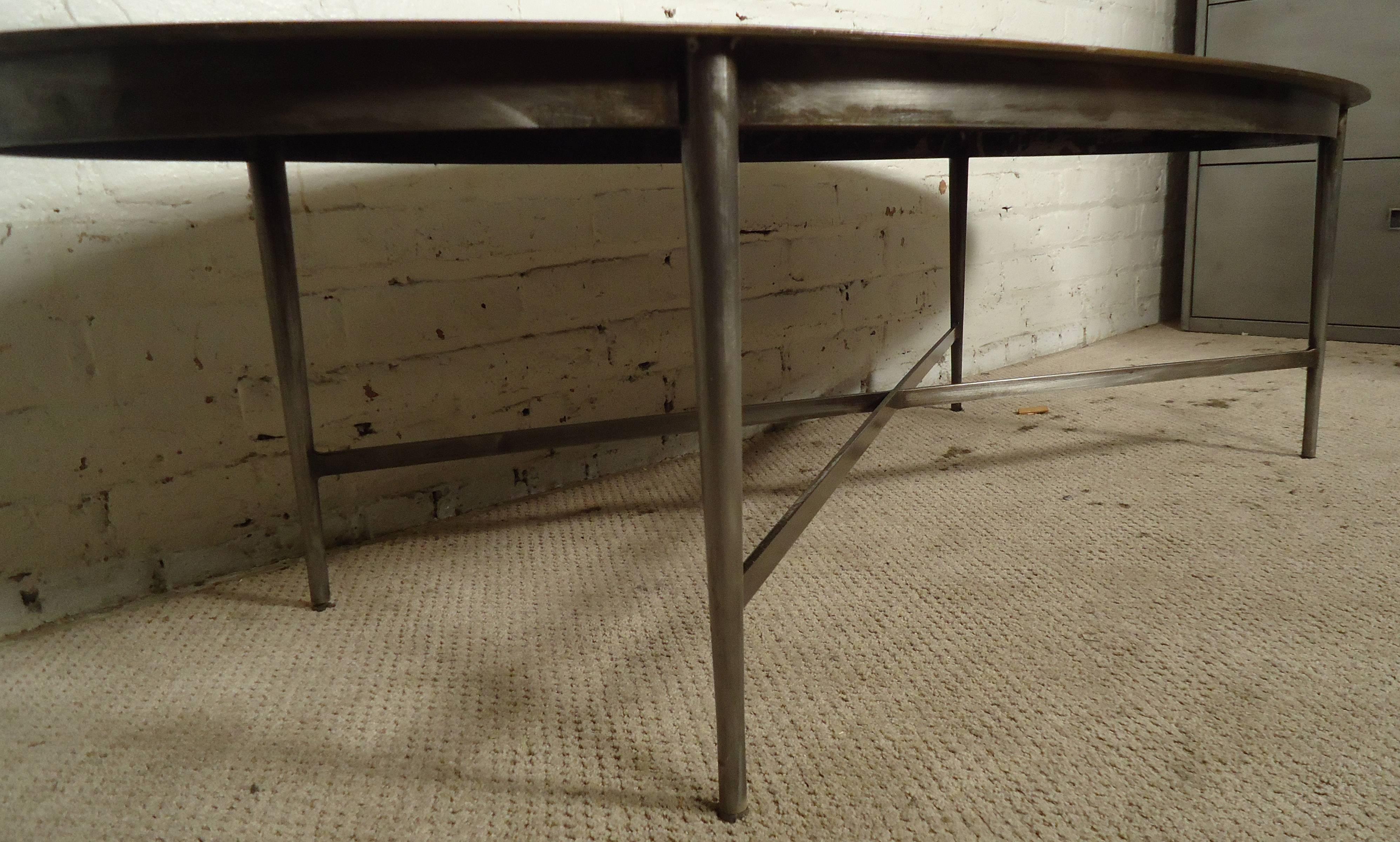 Mid-Century Industrial Style Oval Coffee Table 1