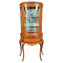 French Retro Satinwood & Marquetry Vitrine by Weiman 