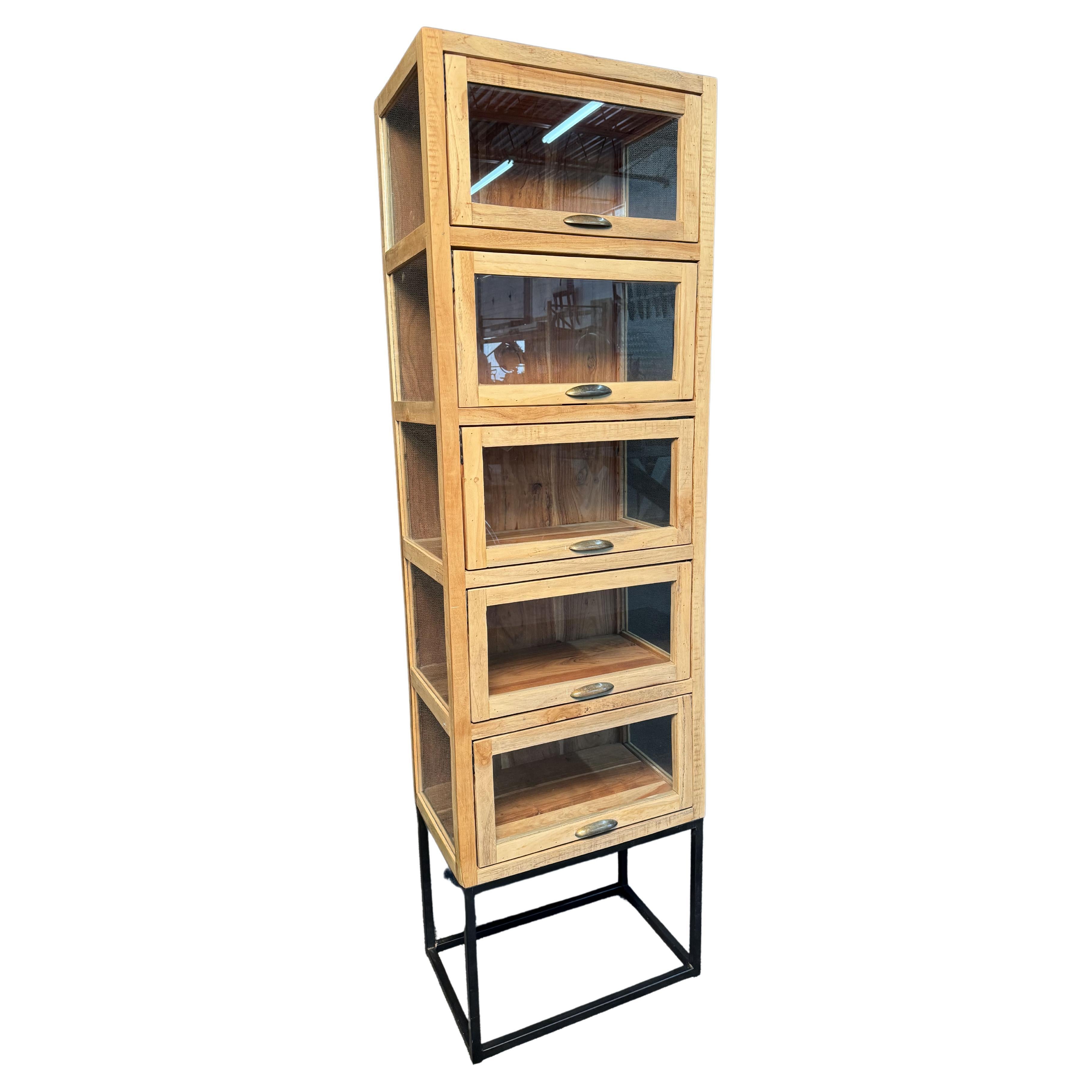 Wood and Metal Display Cabinet