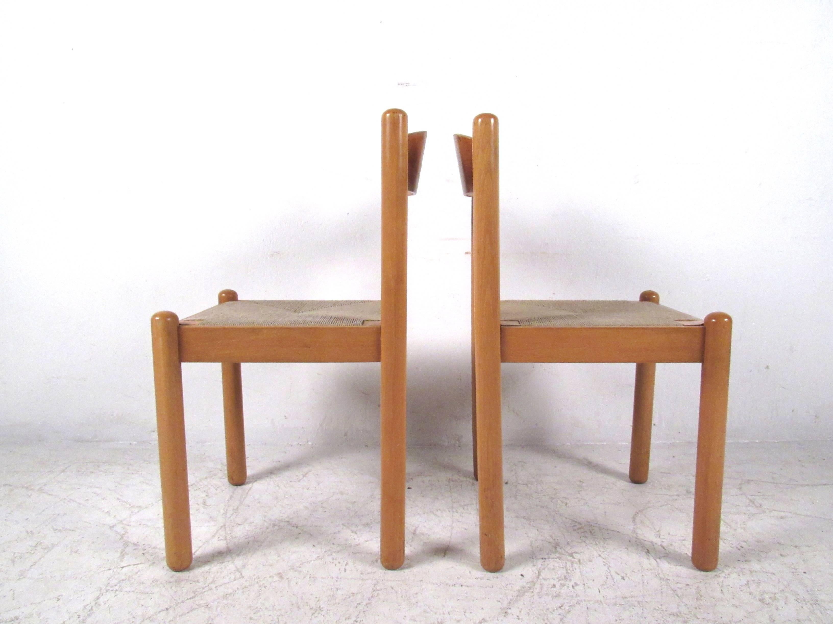 Mid-Century Modern Italian Rush Seat Dining Chairs