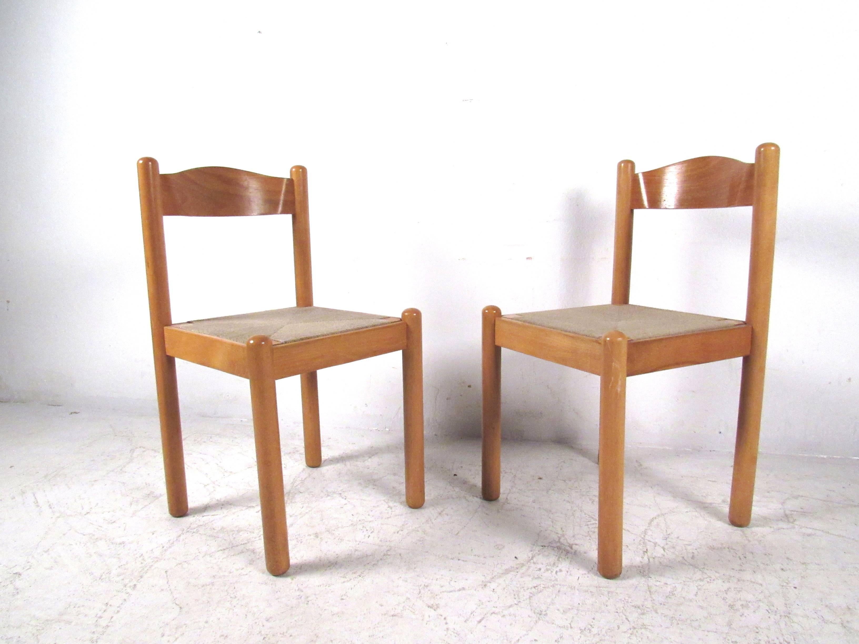 Mid-20th Century Italian Rush Seat Dining Chairs